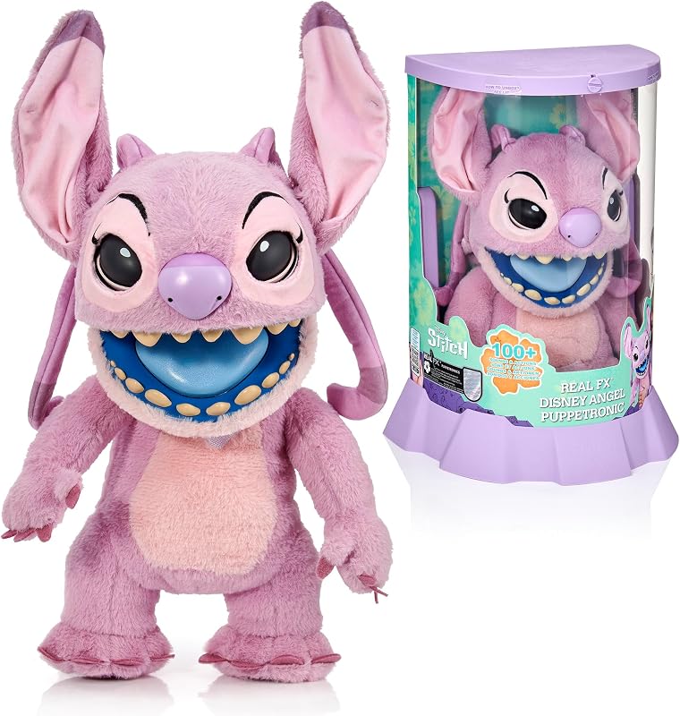 Wow! Stuff Disney Angel Puppetronic by RealFX | Looks, Feels & Sounds Real! | Disney's Lilo & Stitch | Over 100 Action & Sounds | 18" High | Ages 6+