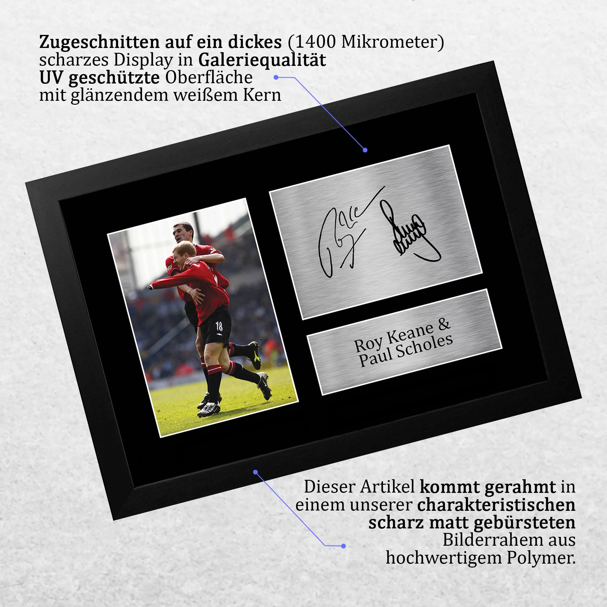 HWC Trading FR A4 Roy Keane & Paul Scholes Gifts Autogramm-Bild für Fußballfans und Fans, gerahmt, A4