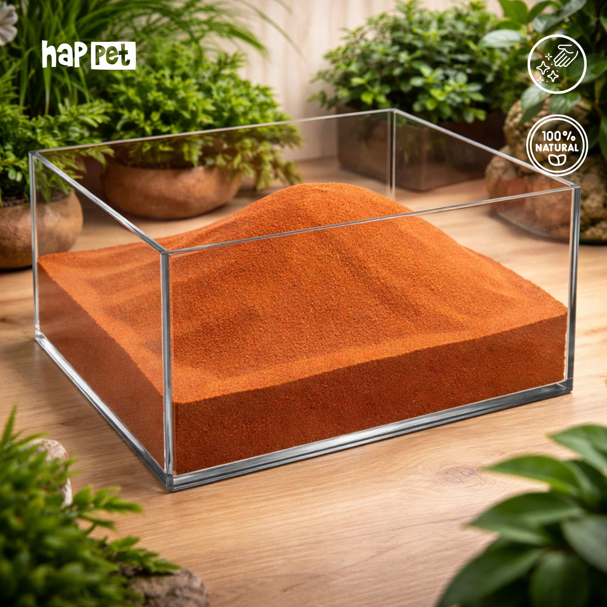 Happet Terrariensand Rot 1kg Natursand für Wüstenreptilien & Wirbellose Tiere Sauber & Sicher, Ideal zum Graben & Naturverhalten, Bodengrund für Terrarium Geckos & Bartagamen, Natursubstrat Rot