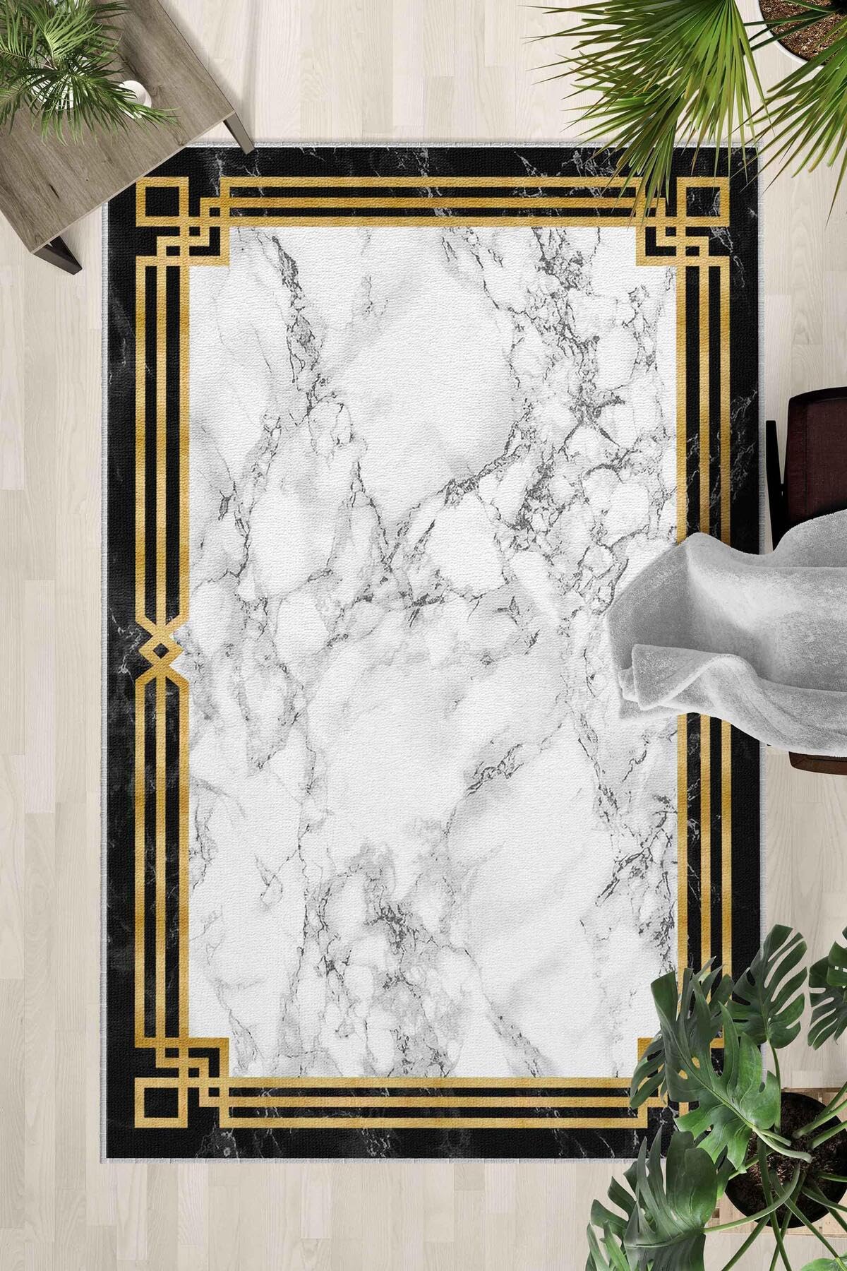 Monnhein Çok Renkli Halı 0050 - Yıkanabilir, Kaymaz Taban, Dijital Baskılı, Leke Tutmaz, İnce Hav, Modern Salon, Oturma Odası, Yatak Odası ve Mutfak için Dekoratif Halı