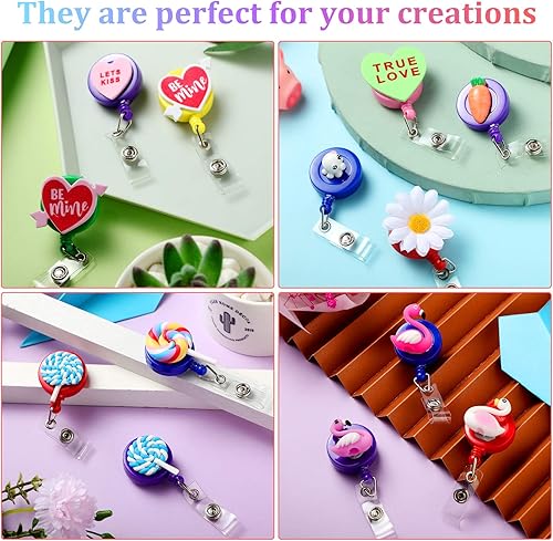 Miniatura 5 de Zonon 140 carretes de insignias retráctiles a granel para tarjetas de identificación de colores surtidos, llavero con clips giratorios de cocodrilo