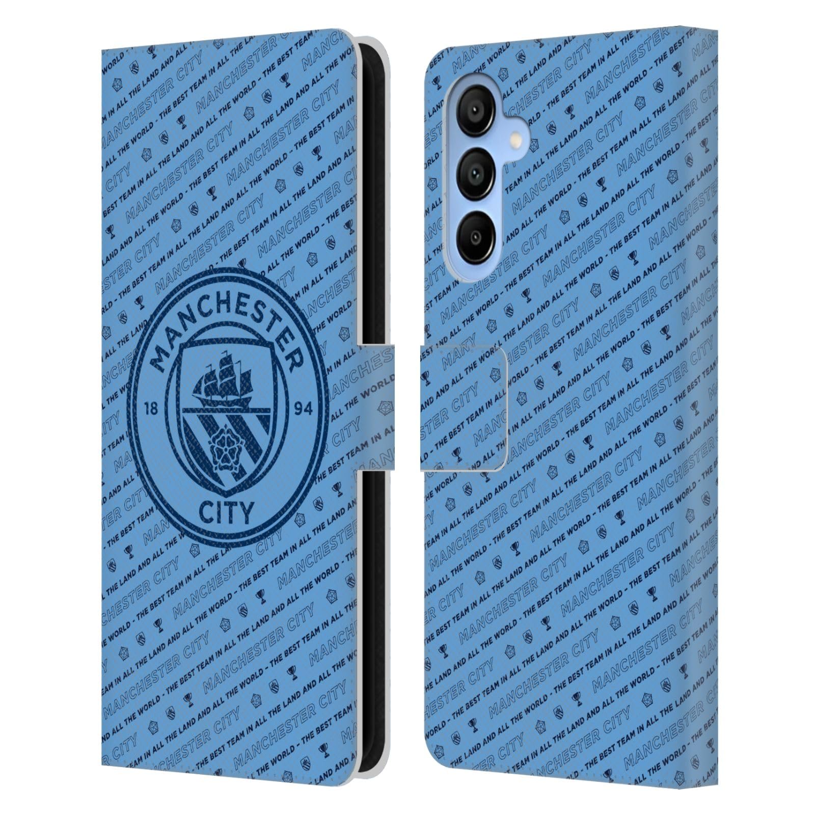 Head Case Designs Officially Licensed Manchester City Man City FC The Best Team Patterns Leather Wallet Case Compatible With Samsung Galaxy A16 5G