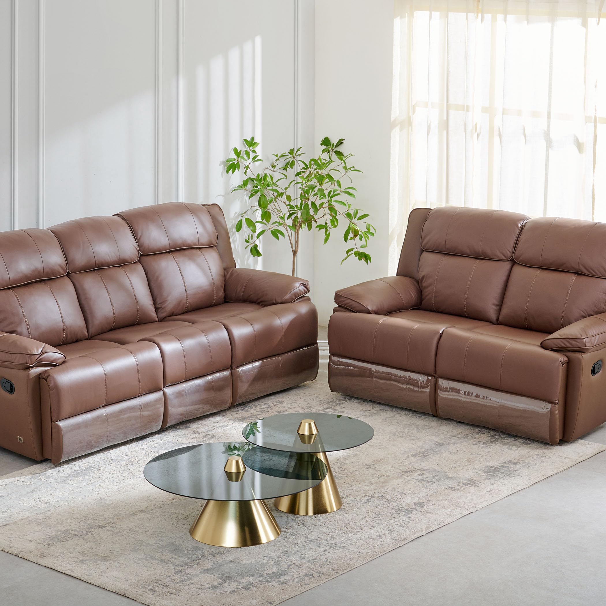 Home Centre 5 Seater Torino Half Leather Recliner| Half Leather Recliner| (Brown) |2 Year Warranty-image-30