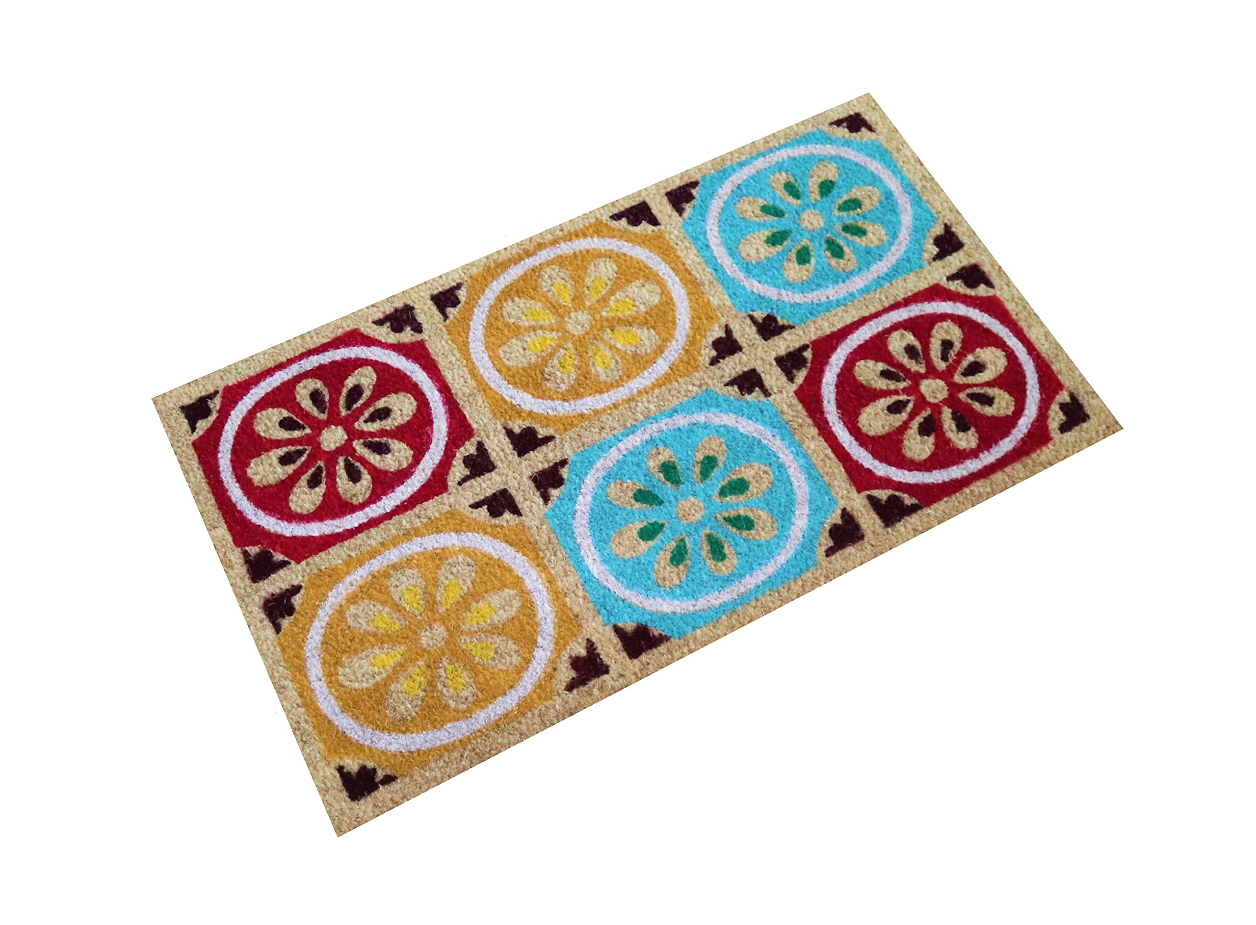 LUA VIKA Paillasson Coco Entrée 40×70 Cm – Tapis Extérieur & Intérieur Antidérapant – Fibre De Coco Naturelle – Motif Houses – Bienvenue Maison
