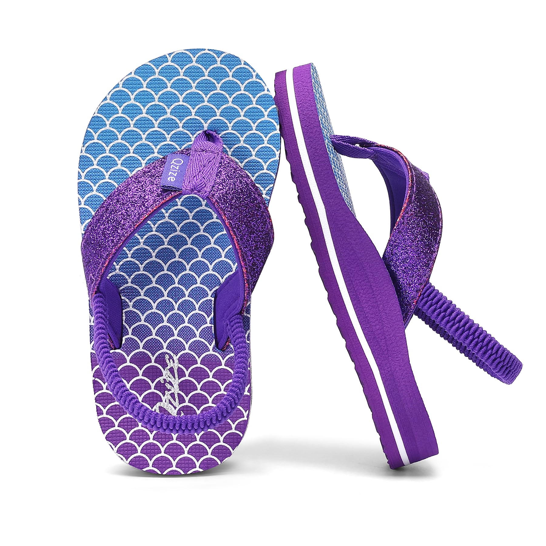 Kids Flip Flops with Adjustable Back Strap Glitter EVA Thong Sandals