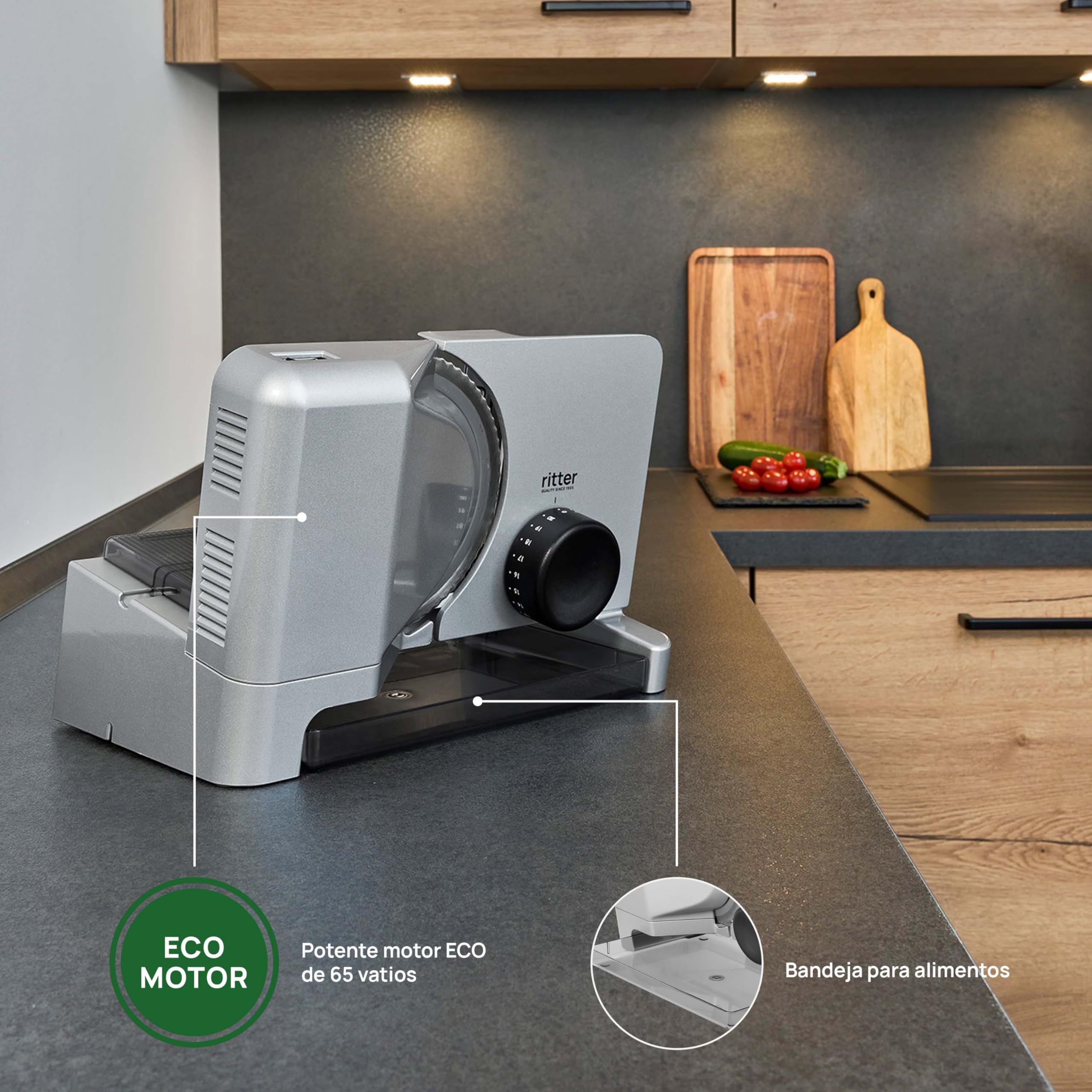 Cortafiambres ritter E 16 Duo Plus, cortafiambres eléctrico con motor ecológico, made in Germany