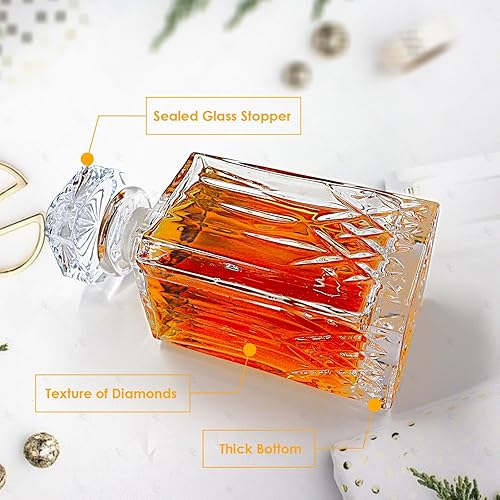 Miniatura 9 de Juego de decantador de whisky, juego de decantador de cristal con 2 vasos, regalos de cumpleaños para hombres, juegos de vasos de whisky para