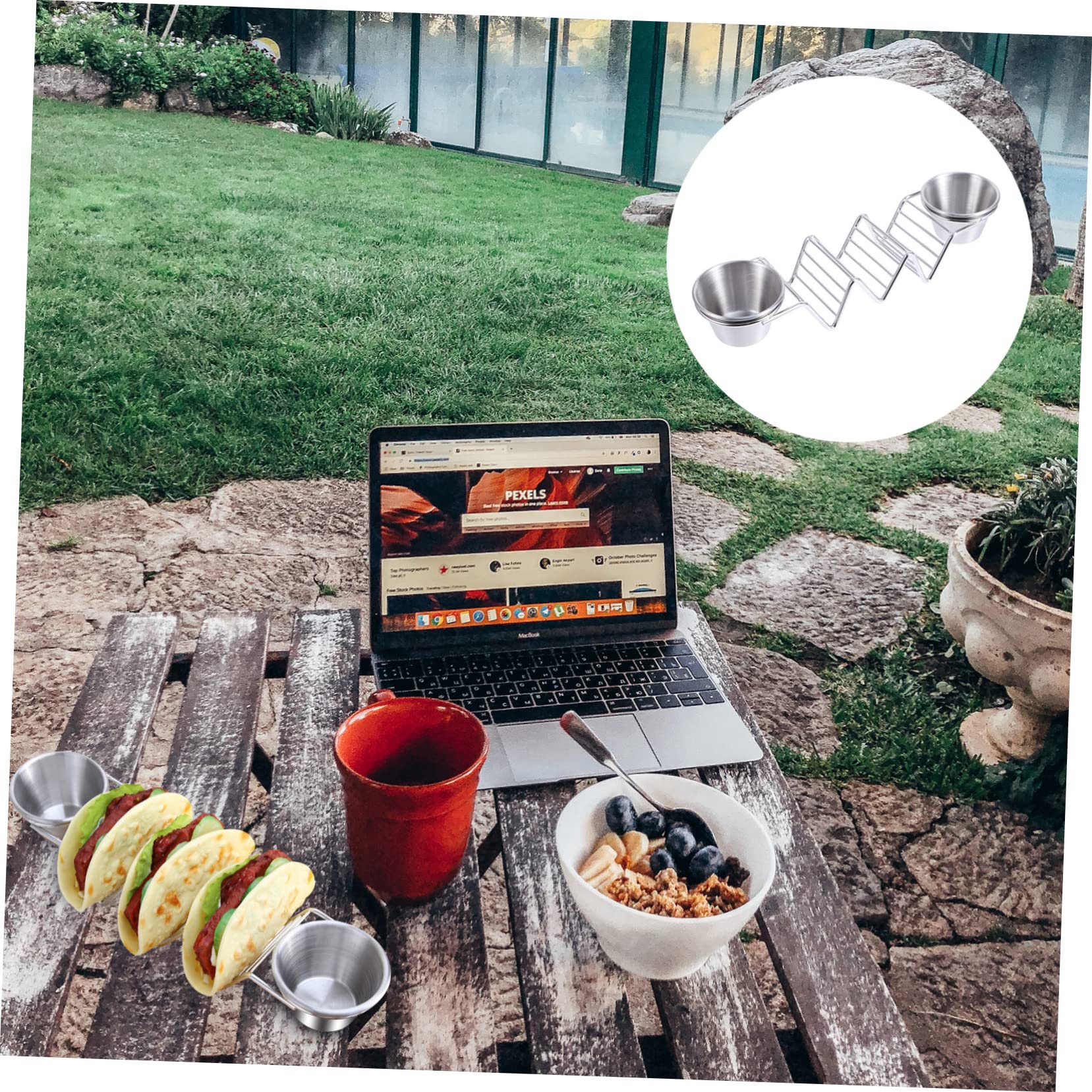 1pc Crepe Stand Tortillas Taco Storage Rack Taco Display Stand Taco Serving Rack Taco Plates Home Taco Rack Taco Holder Steel Taco Rack Mexican Pancake Stand Stainless Steel Silver COLLBATH