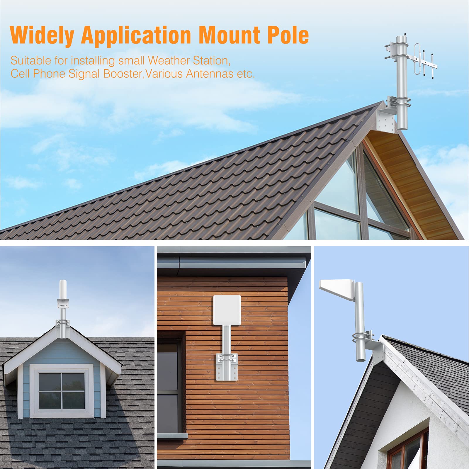 Buy Antenna Pole Mount for Outdoor, Upgraded 14 Inch Antenna Mast Pole