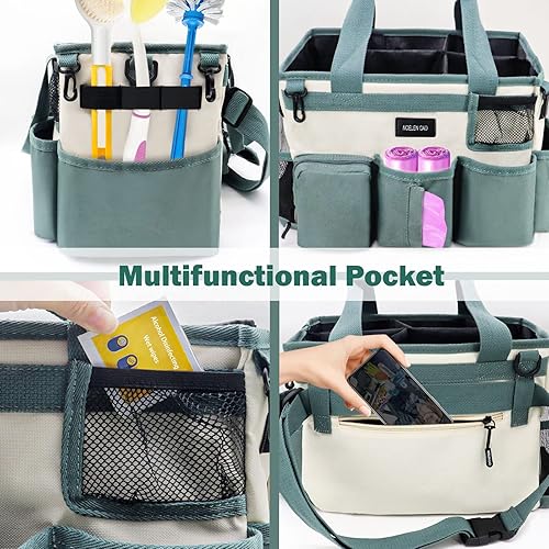 Miniatura 3 de Bolsa de limpieza portátil, bolsa de suministros de limpieza para suministros de limpieza, organizador de limpieza con correas ajustables para