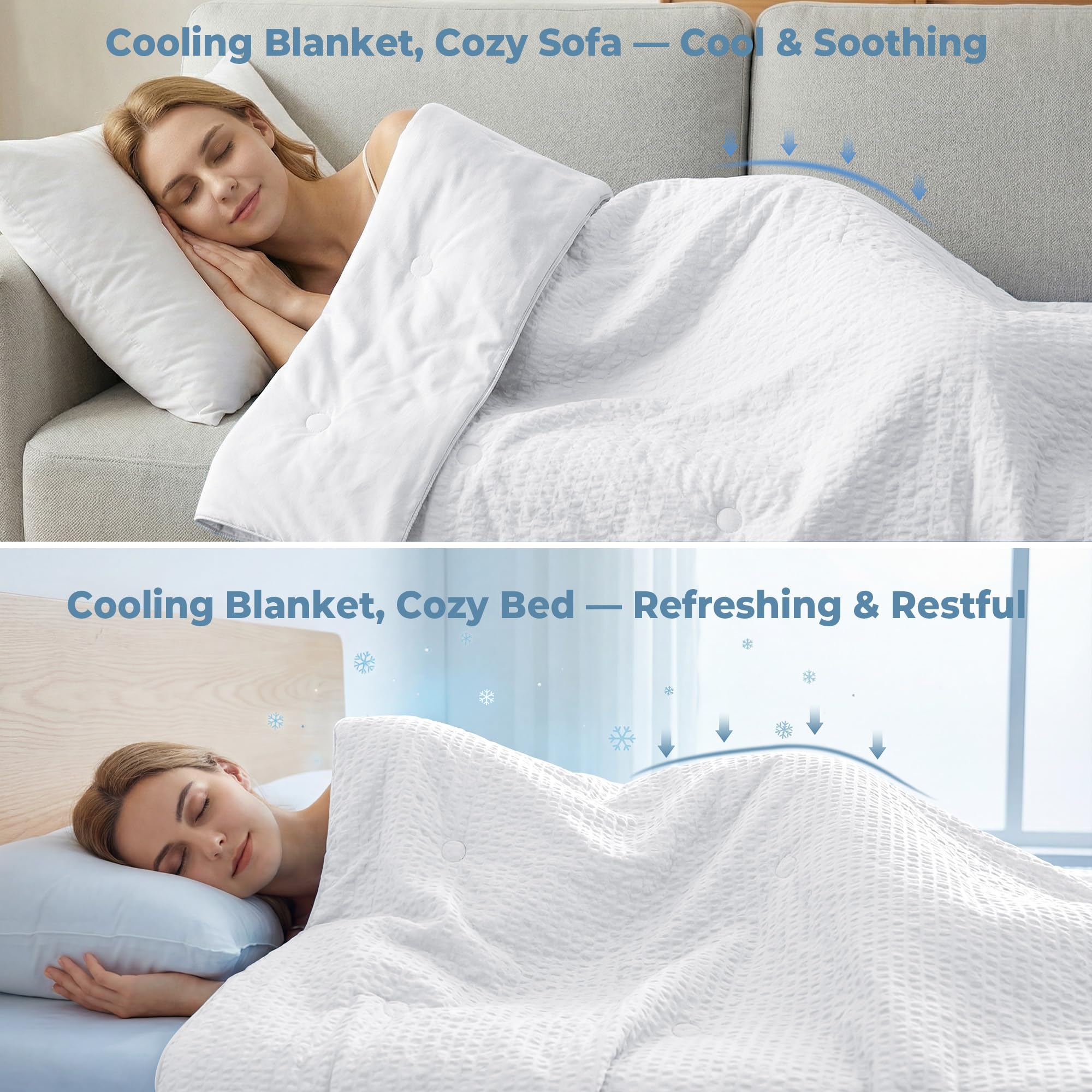 UNIKOME Coperta rinfrescante doppia faccia - Reversibile estate Bubble Sherpa & Ice Silk, leggera e traspirante, anti-calore e sudore, ideale per condizionatori, 220x200 cm, Bianco