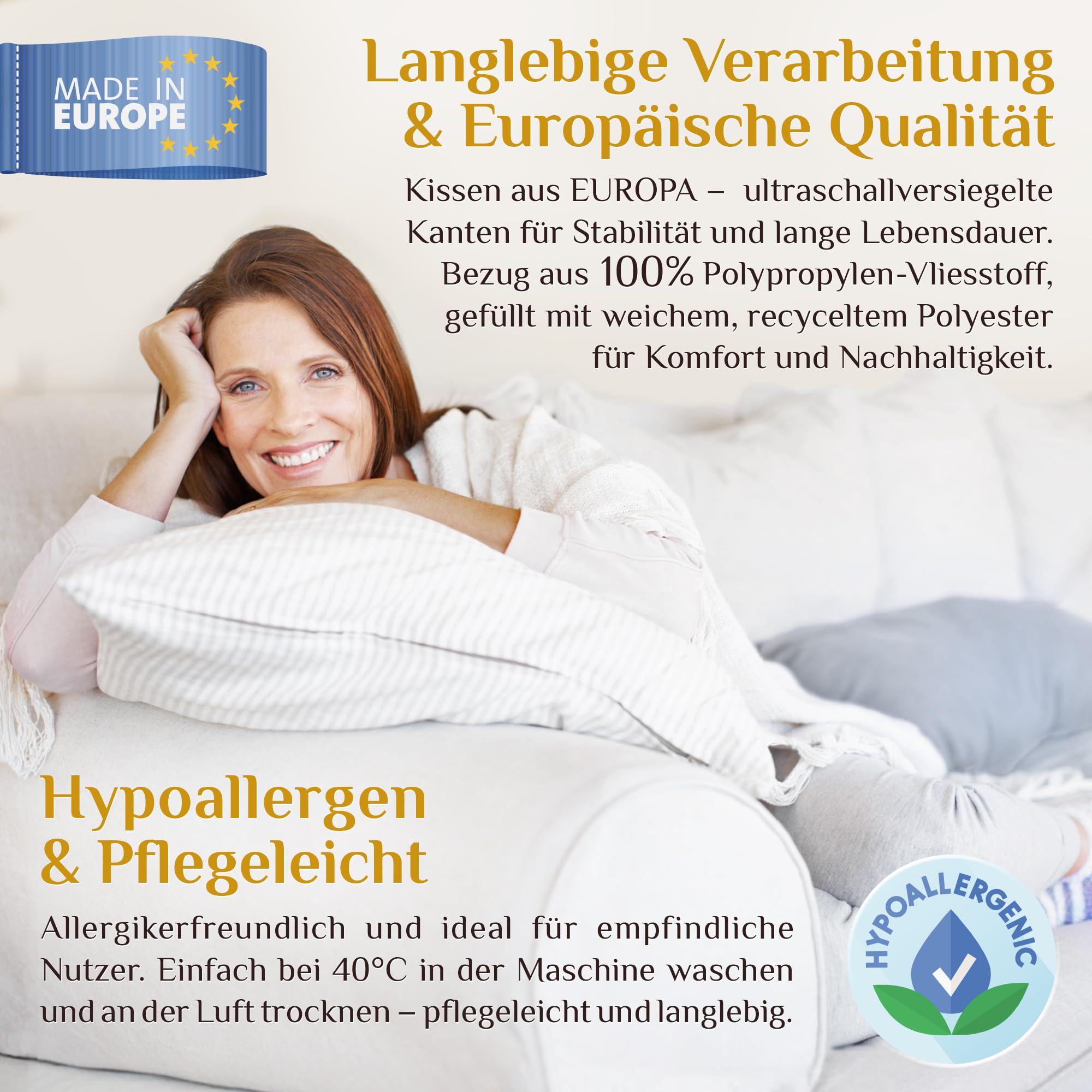 FAM Home Kissenfüllung 80x80 cm 4er Set Sofakissen Dekokissen 1000g | Ideal als Innenkissen & Füllkissen für Zierkissen: Mittelfest, hypoallergen und maschinenwaschbar. Perfekte Form für Bezüge.