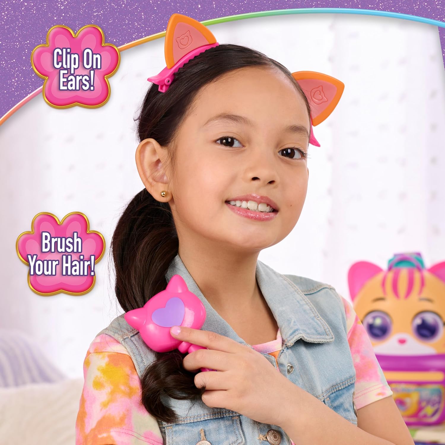 Disney Jr. SuperKitties Su-Purr Backpack Set with Adjustable Strap, 7-Pieces, Lights and Sounds Play Tablet, Dress Up and Pretend Play, Kids Ages 3 and Up by Just Play