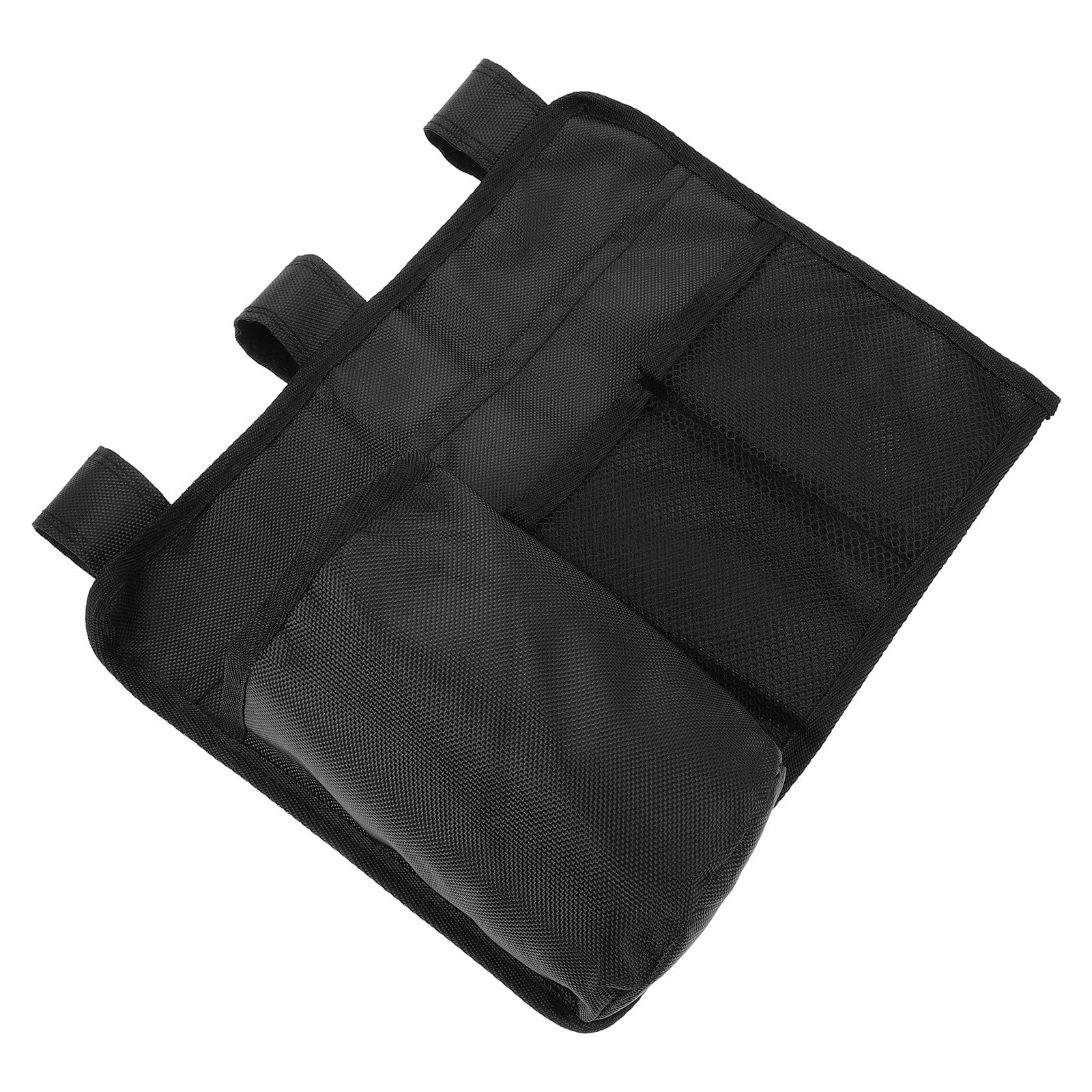 Bolsa de Almacenamiento Múltiples Bolsillos de Nailon Negro Portátil | Diseño Plegable y Fácil de Limpiar, Uso Junto Silla Cama, Estilo Minimalista y Versátil
