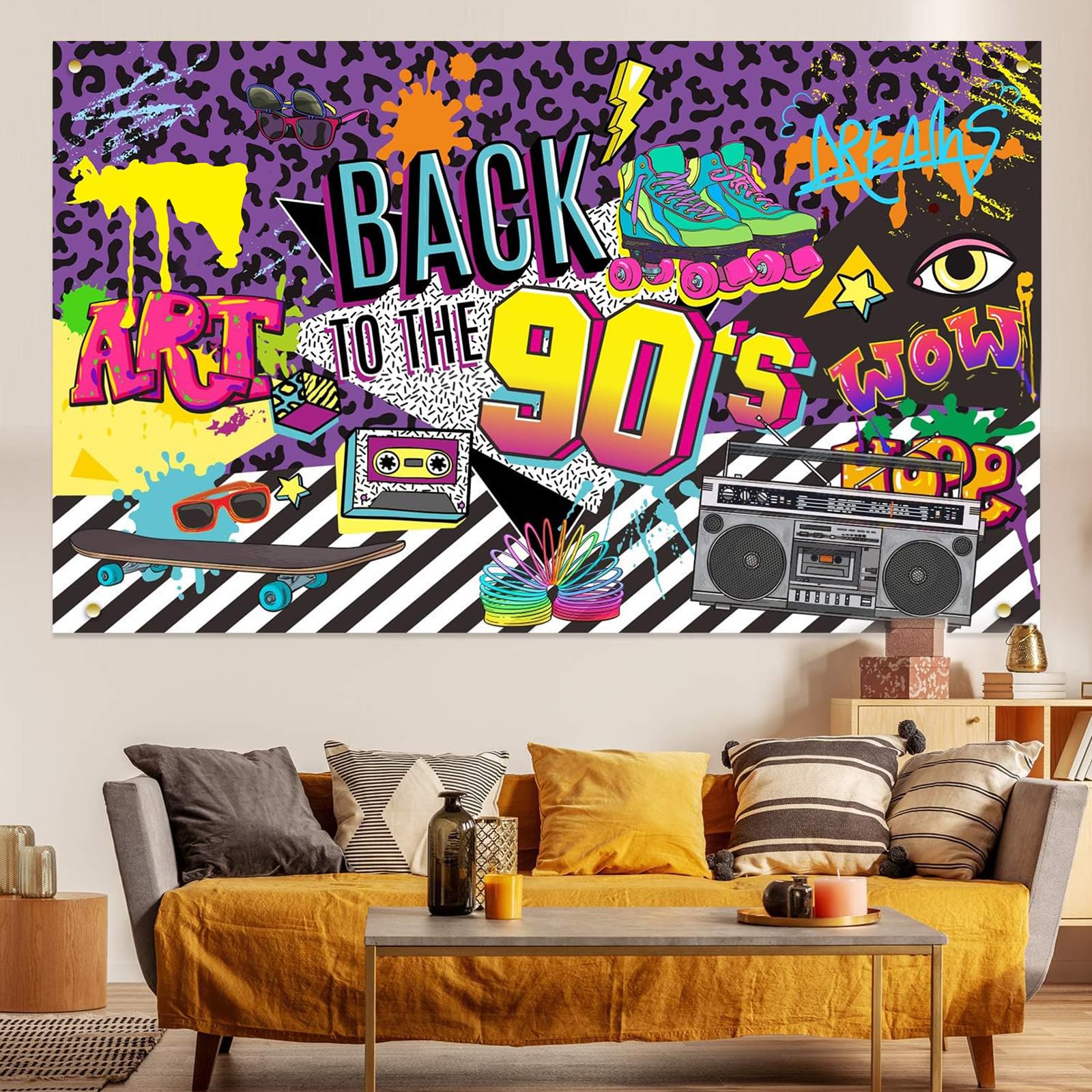 Amazon.com : 90s Theme Backdrop Hip Hop Graffiti Back to 90's