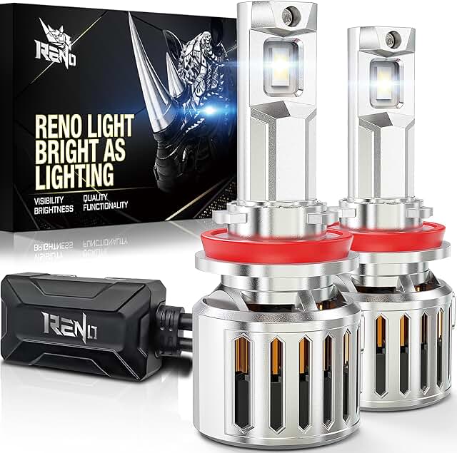 RENO H11/H9/H8 LED Fog Light Bulb (6500K White) with Cooling Fan
