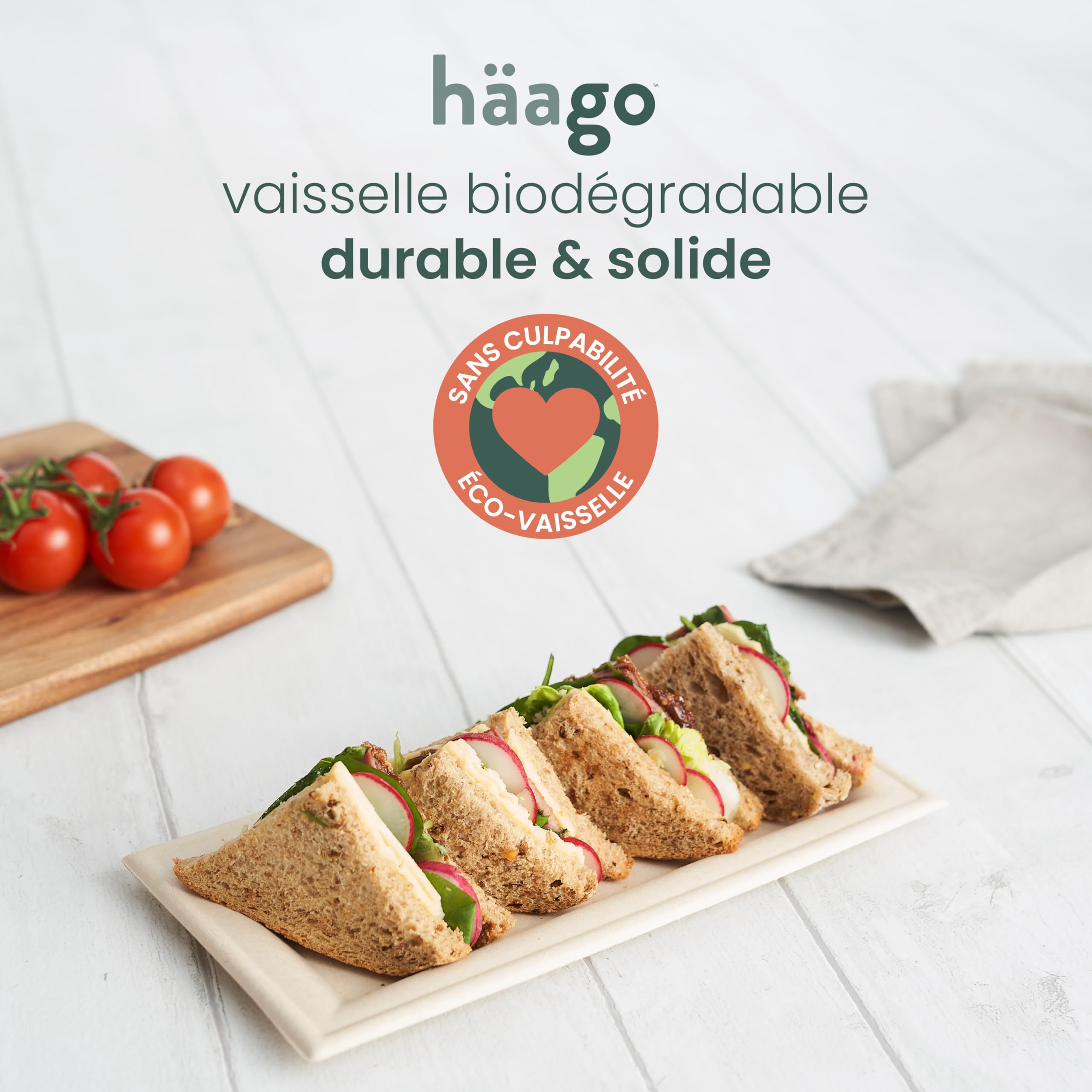 HAAGO 100 Plateaux Jetables en Canne à Sucre (26 x 12 cm) – Assiettes Rectangulaires en Bagasse – Solides & Rigides, Anti-Graisse & Anti-Fuites – Pour Canapés, Brochettes, Buffet, BBQ & Traiteur