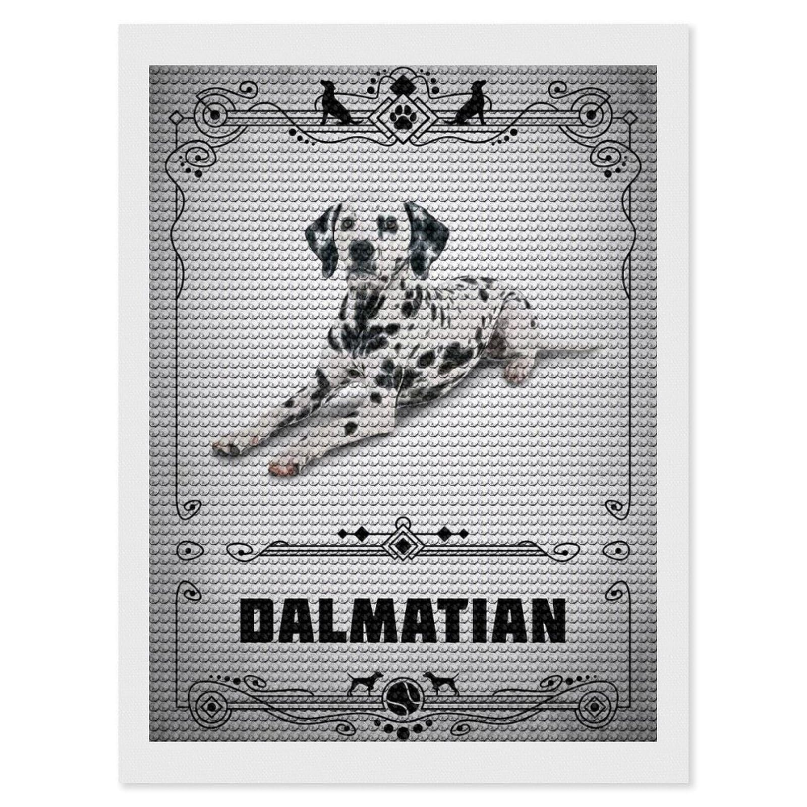 Junmoney Dalmatian Round Drill Diamond Painting 12"x16", Satisfying Creative Project, Complete Accessories, Printed Canvas