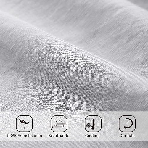 Miniatura 3 de ATLINIA Juego de sábanas de lino para cama  Sábanas 100% de lino francés, tamaño California King, ropa de cama de lino orgánico Farmhouse Boho