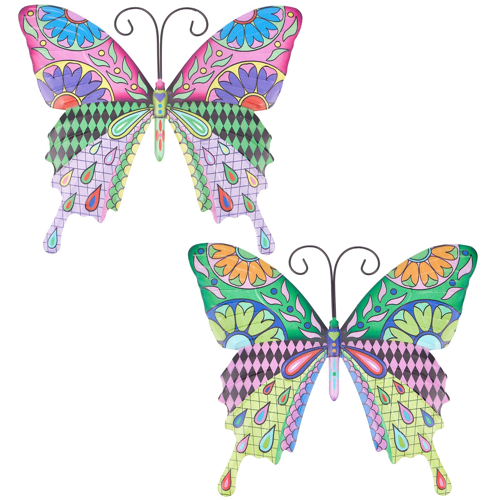 CREATCABIN 2 Pieza de Mariposa de Metal para Decoración de Pared, Mariposas 3D, Decoraciones Colgantes, Escultura de Arte de Jardín Grande Y Colorida, Adornos de Regalo Hechos A Mano para el Hogar