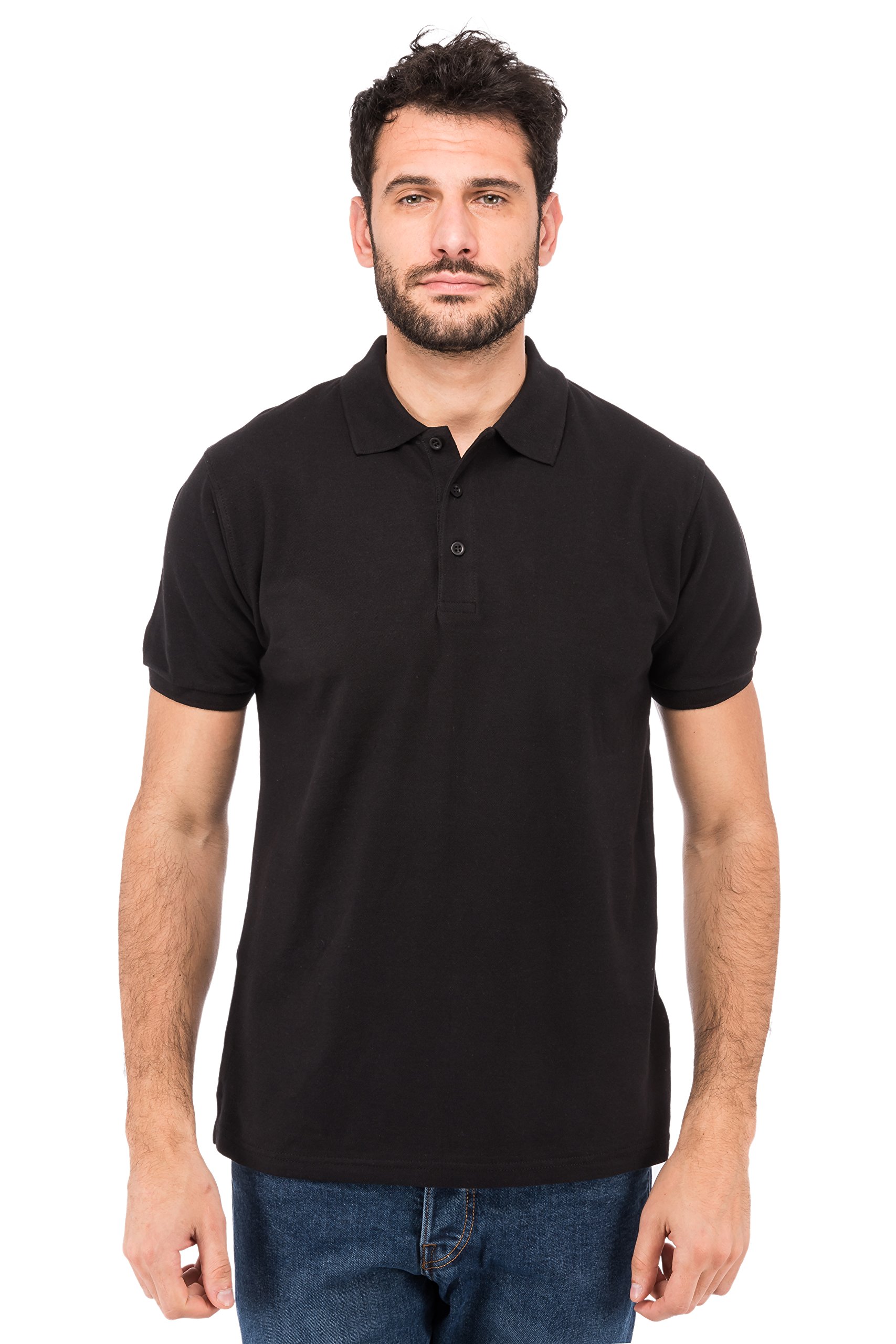 Fruit Of The Loom Men's Black (Black 36) Premium Polo Shirt. - Black - XXX-Large