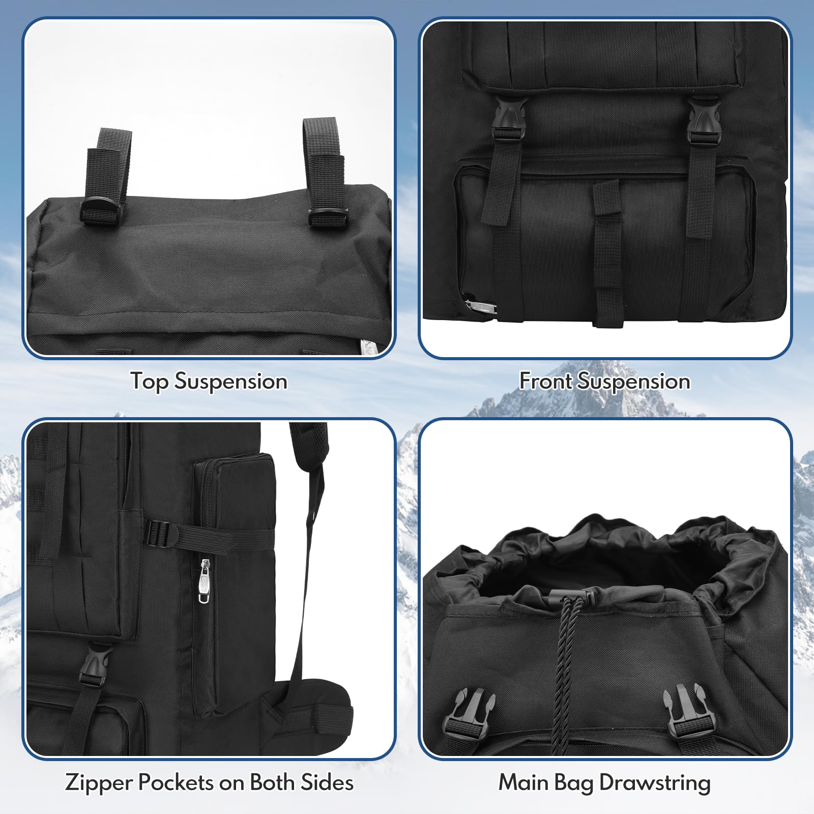 Sac à Dos Trekking Camping 100L Imperméable avec Housse de Pluie pour Randonnée Voyage