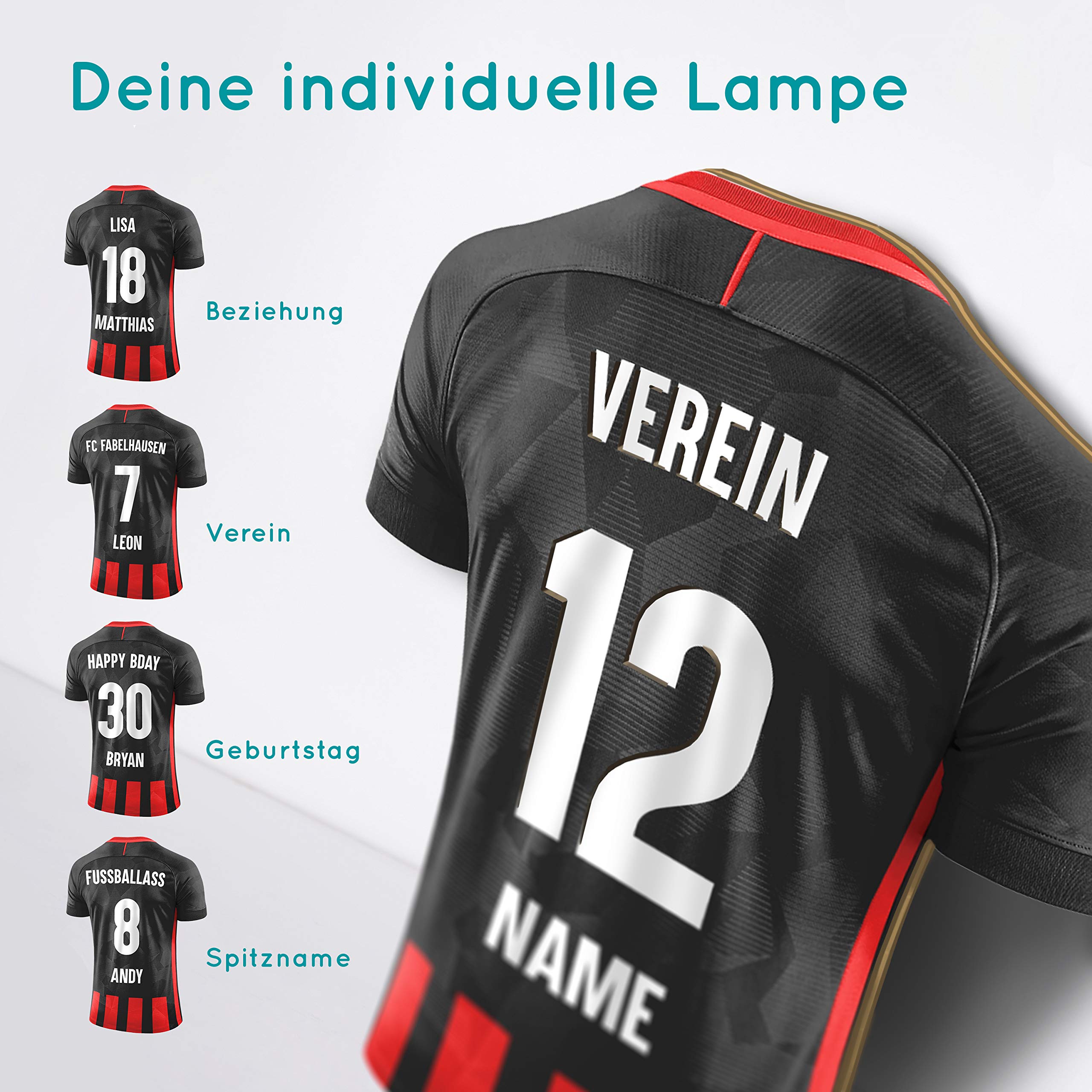 Elbeffekt Trikotlampe für Frankfurt Fans aus Holz - personalisierbares Geschenk - schenke Dein individuellen Frankfurt Fanartikel aus Echtholz