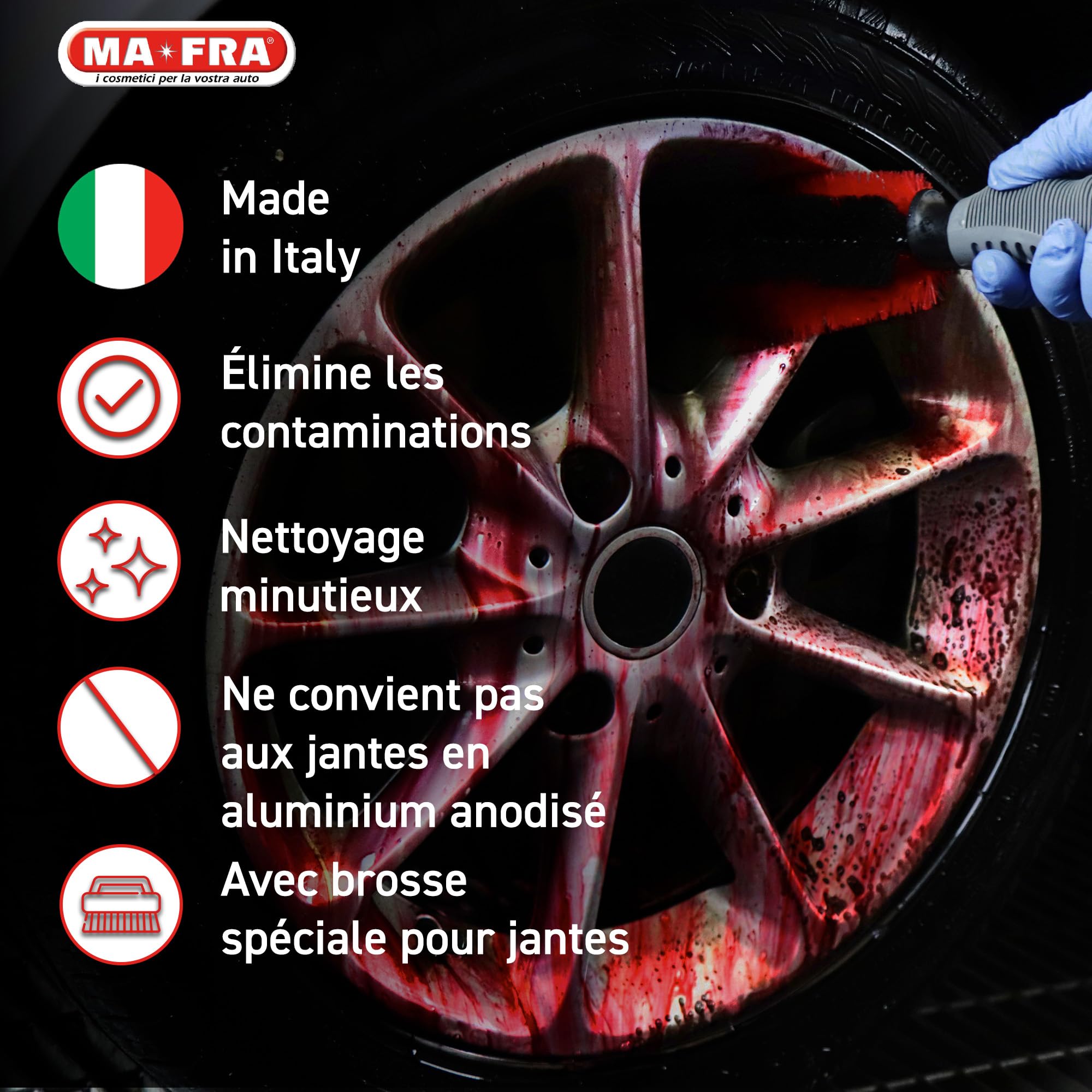 Mafra H0956, Kit de Jantes Regénera, Traitement Complet de Nettoyage et de décontamination, composé de Spray Cleaner 500ml + Brosse spéciale