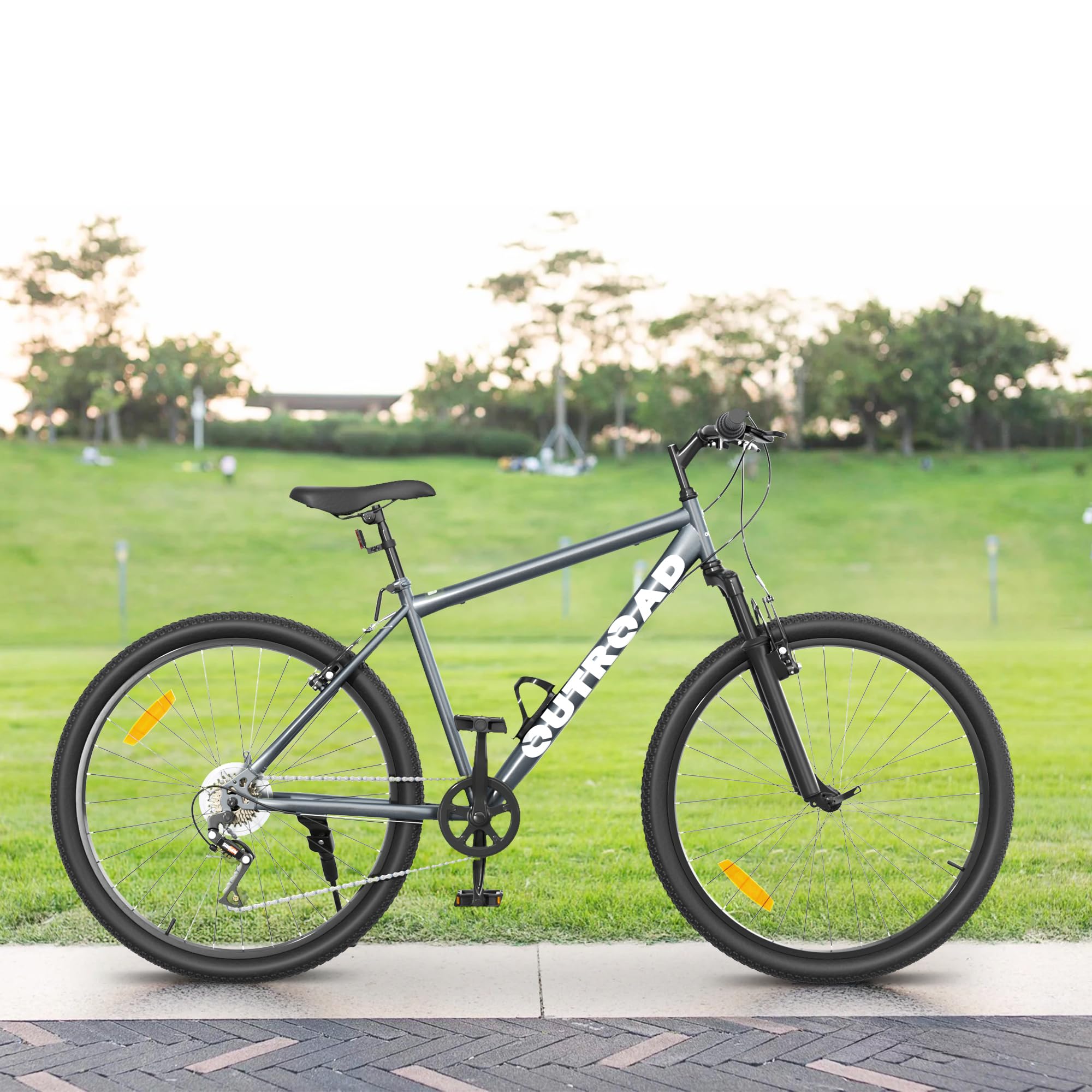 Betterland 26 Inch Mountain Bike, 7-Speed Adult Bike with Dual V Brakes, Outdoor Cycling Bike with High Carbon Steel Frame and Front Suspension, Adjustable Ergonomic Seat for Bicycle