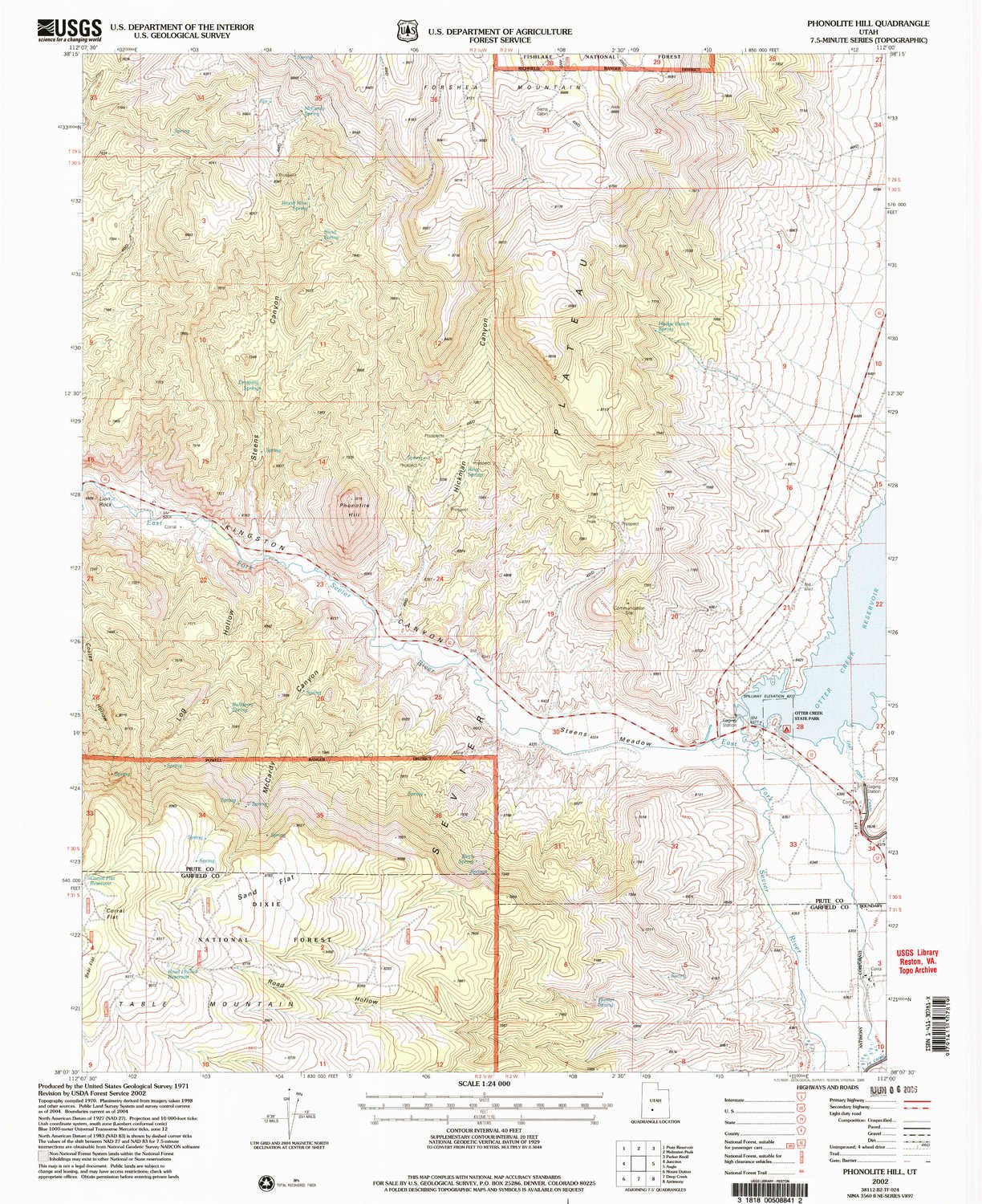 Phonolite Hill UT topo map, 1:24000 Scale, 7.5 X 7.5 Minute, Historical, 2002, Updated 2005, 26.8 x 21.8 in