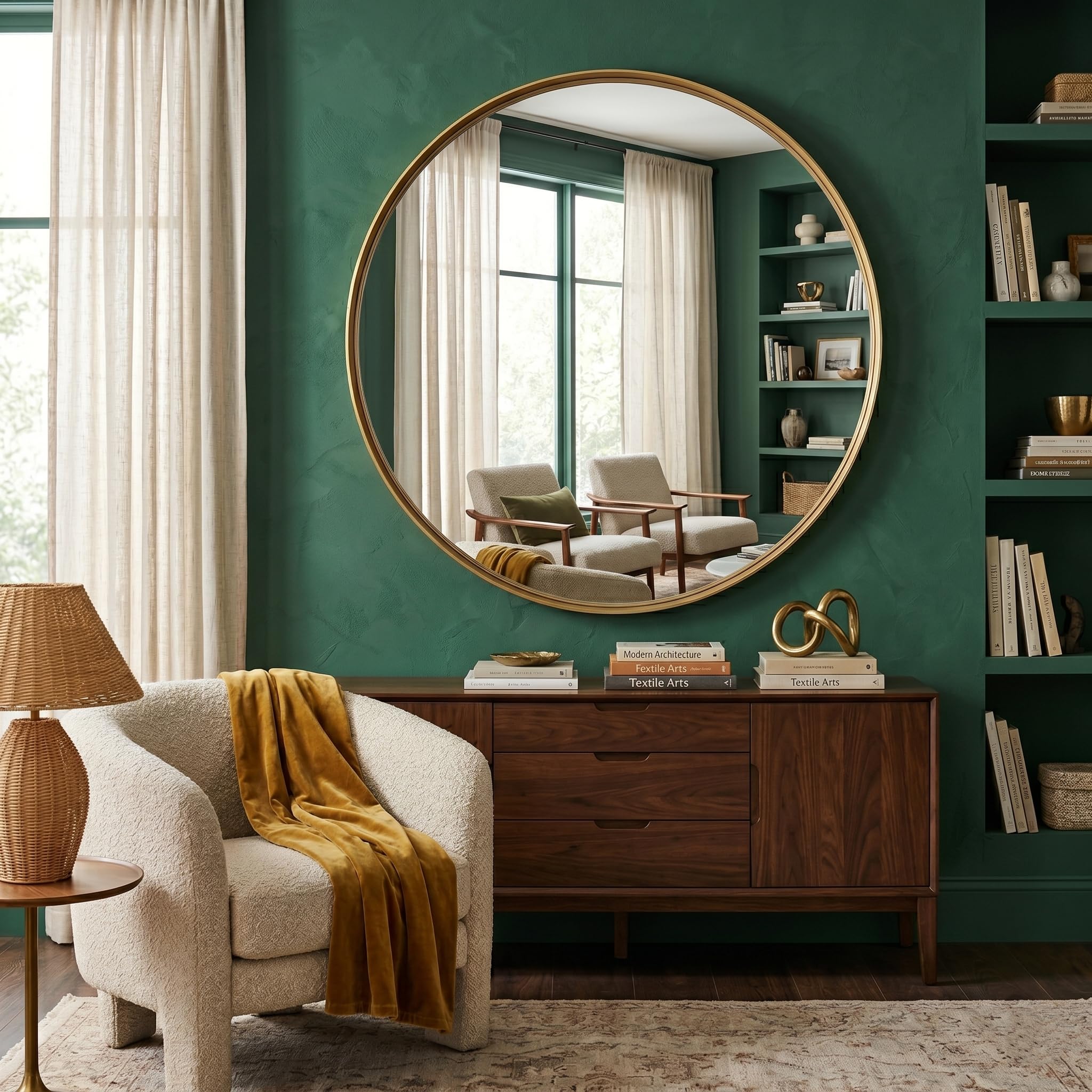 DEENZ Round Gold Wall Mirror Aluminium Frame Deep Frame from B&Q