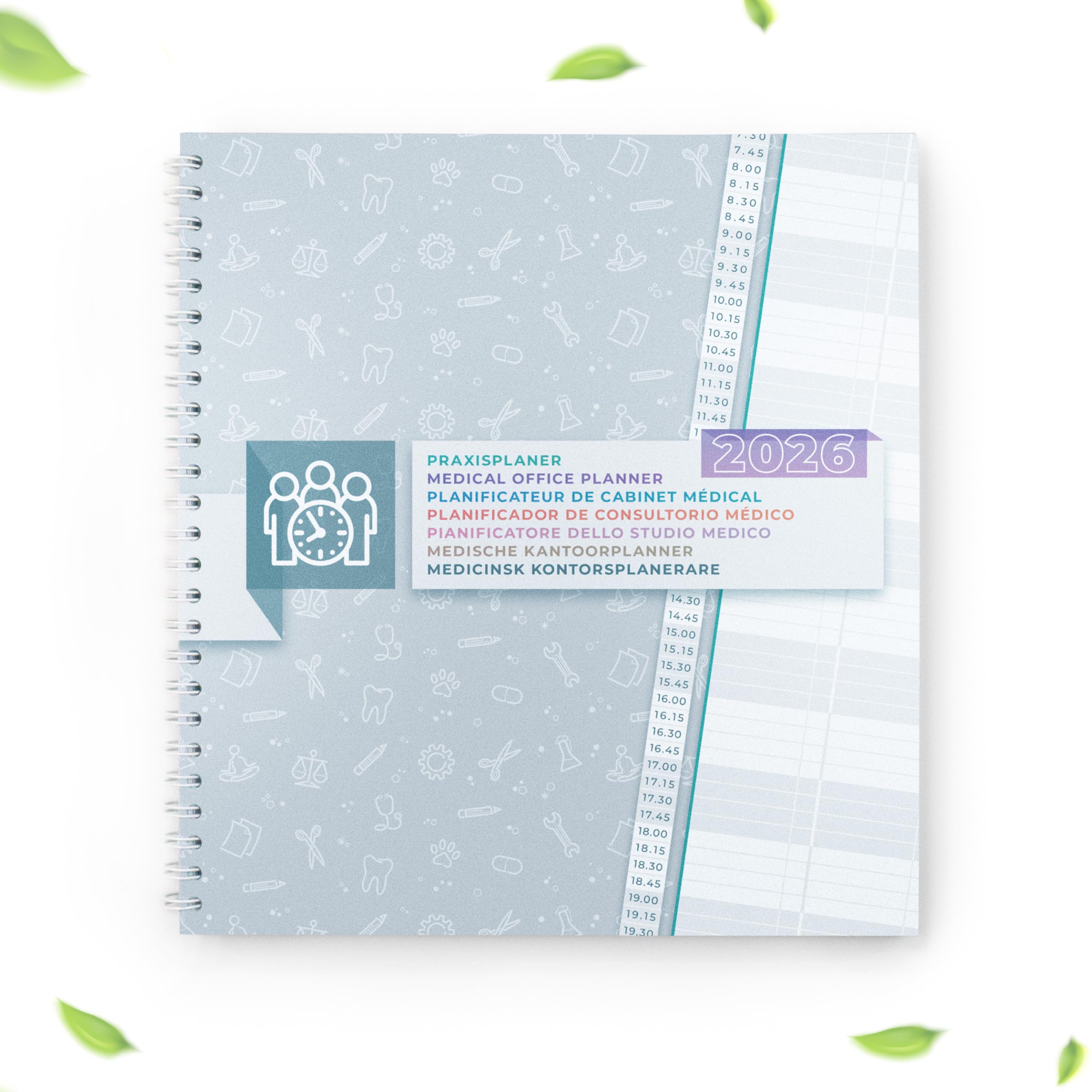 1 agenda dello studio 2026 in 15 minuti, 2 colonne/giorno, agenda medica, libro degli appuntamenti extra grande, 33 x 30 cm calendario dello studio registro