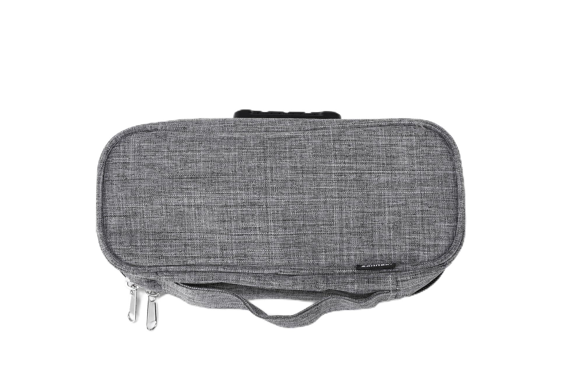 Zannaki Cute Pencil Case with Lock for Boys and Girls, Soft Large Capacity Pencil Case with Handle, Cool School Supplies Pencil Box Pen Stationery Storage Bag Organizer for Kids Teens Adults, Grey
