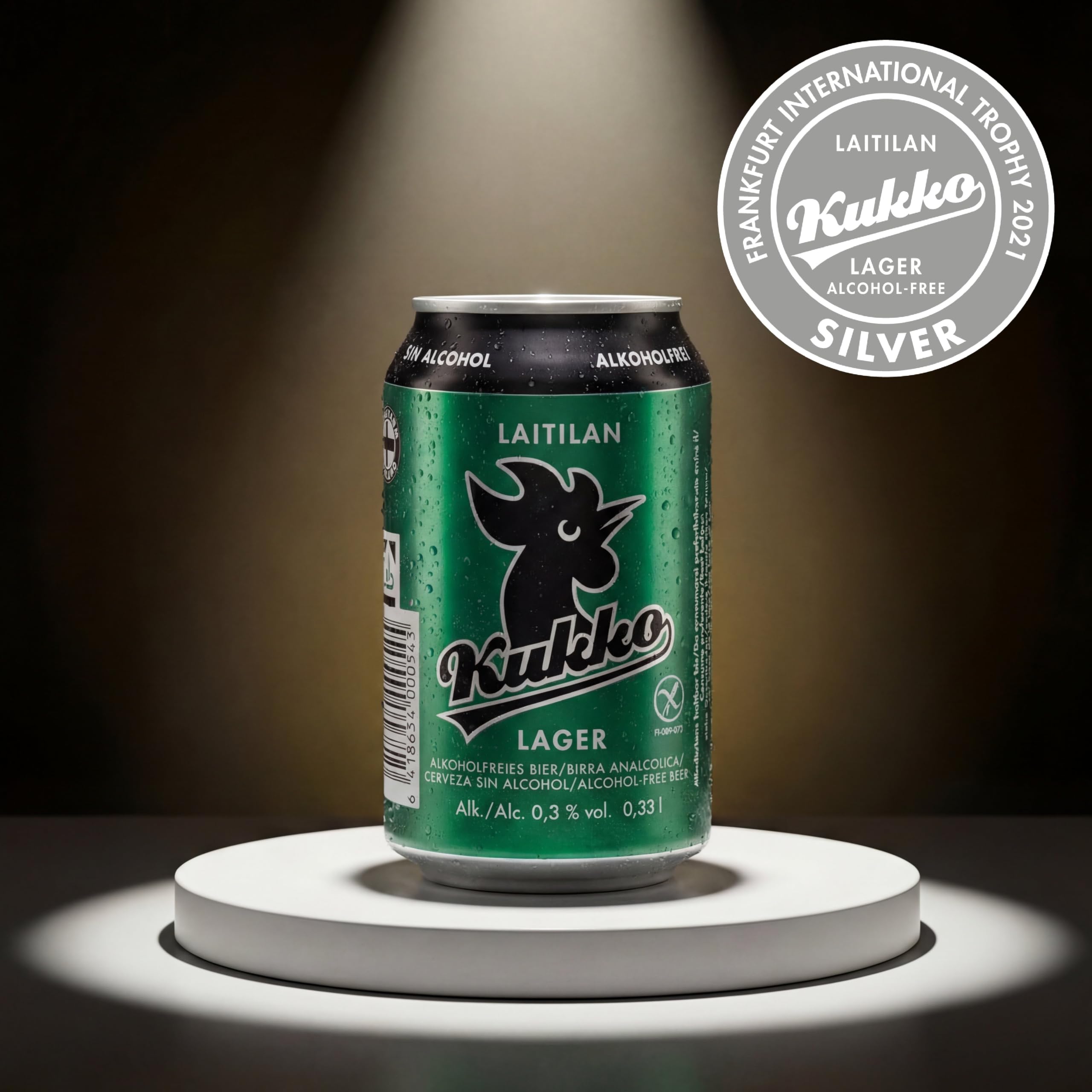 Kukko Birra Lager Analcolica – Senza Glutine – Gusto Morbido e Rinfrescante – 24 lattine da 0,33 L (2 confezioni da 12)