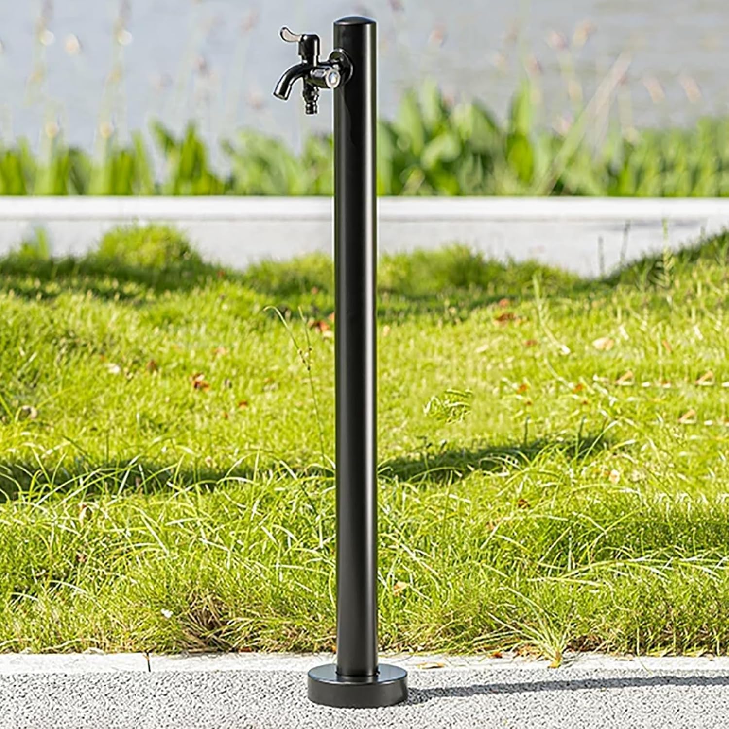 Hgouhk Schwarz Water Tap Fountain Hydrant 304 Stainless Steel Outdoor Water Column Garden Tap，Freestanding Antifreeze Hose Faucet Extender