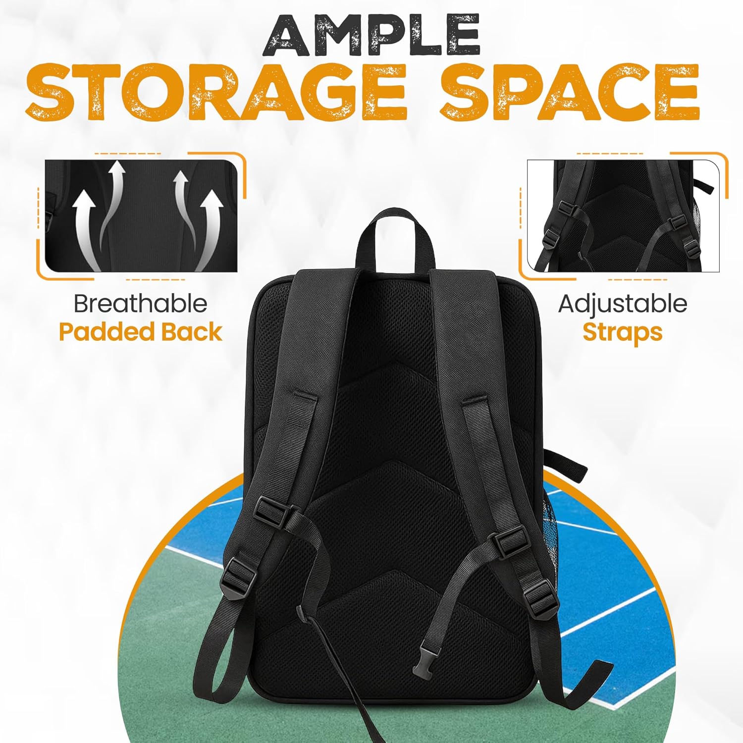 Raincity Tennis Backpack for Women & Men, Lightweight Tennis Bag Holds 2 Rackets with Ventilated Shoe Compartment – Tennis Racket Bag for Court or Travel - Image 5