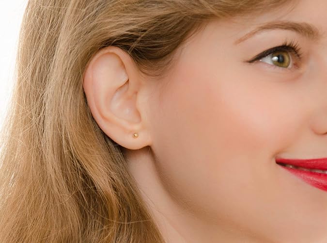 Tiny Gold Ball Studs Round Earrings