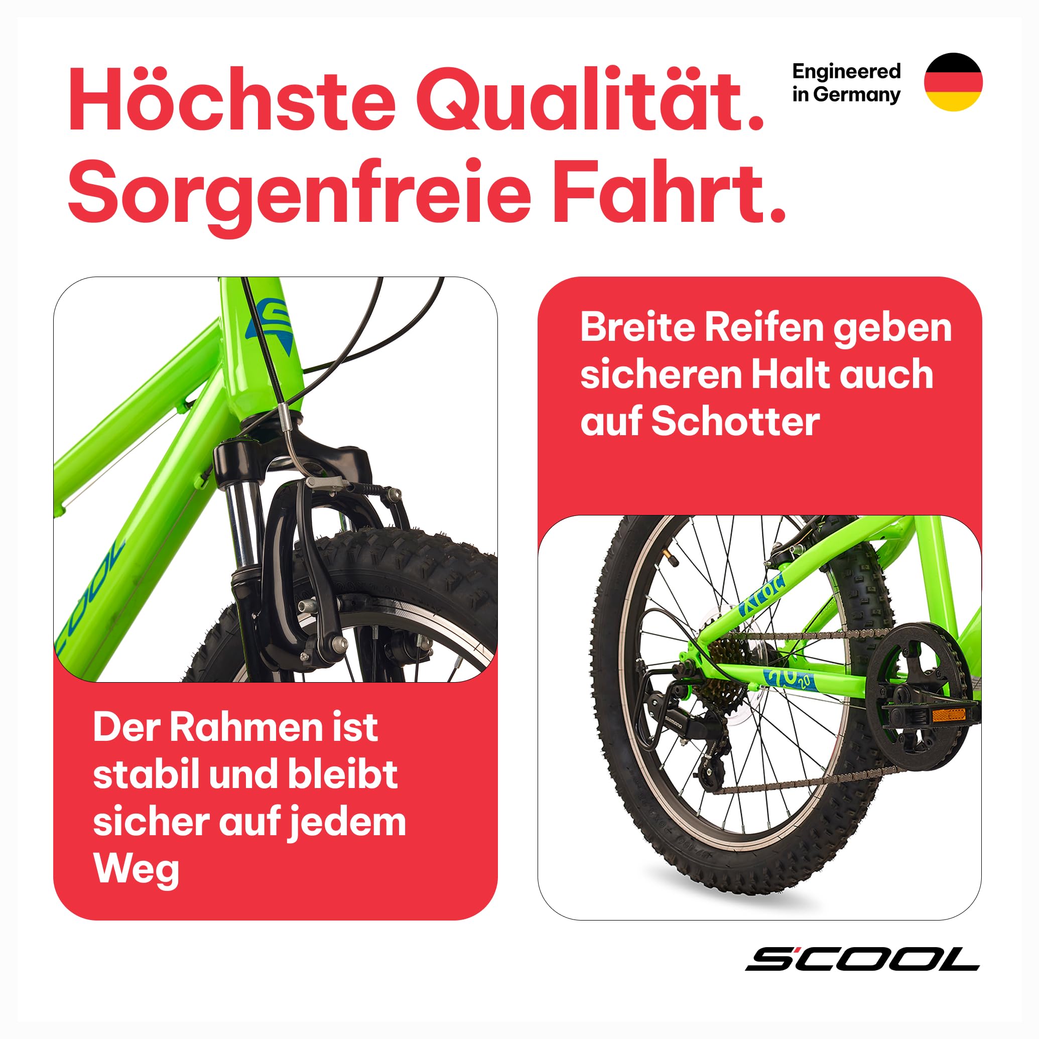 S’COOL Kinderfahrrad 20, 24, 26 Zoll, 6-Gang Kettenschaltung, Xroc, Körpergröße 115–165 cm, 6–14 Jahre, Gelände & Freizeit, für Jungen & Mädchen