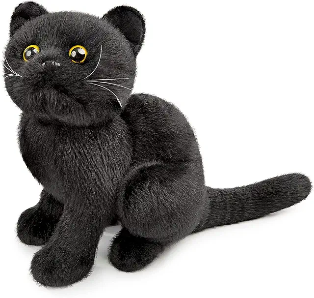 Peluche Chat Noir Réaliste 28cm - Jouet Câlin pour Enfants et Amis
