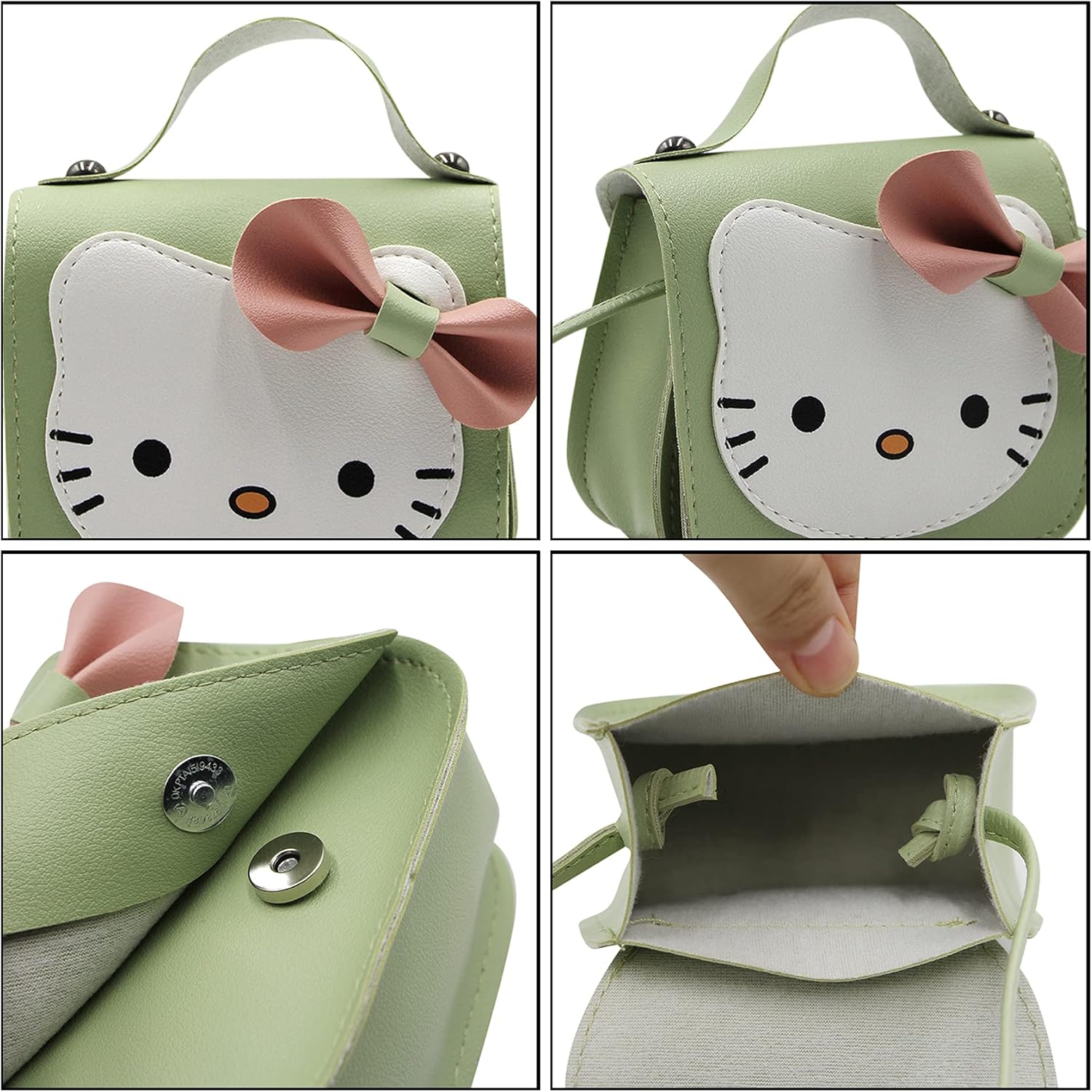 Toddlers Kids Purse Cute Cartoon Bowknot Cat Crossbody Bag Little Girls Small Leather Shoulder Bag Tote Handbag - Image 7