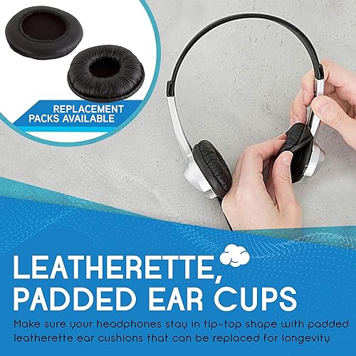 Miniatura 5 de Egghead Auriculares escolares estéreo con cojín de piel sintética (paquete de 20), negroplateado