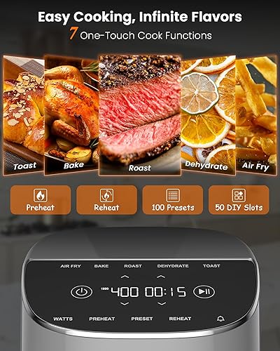 Miniatura 2 de Nuwave Brio Plus Freidora de Aire 8 Qt, Nueva y Mejorada, LIBRE DE PFAS, 7 Funciones de Cocina Digital de Un Toque que Fríen al Aire, Hornean, Asan,