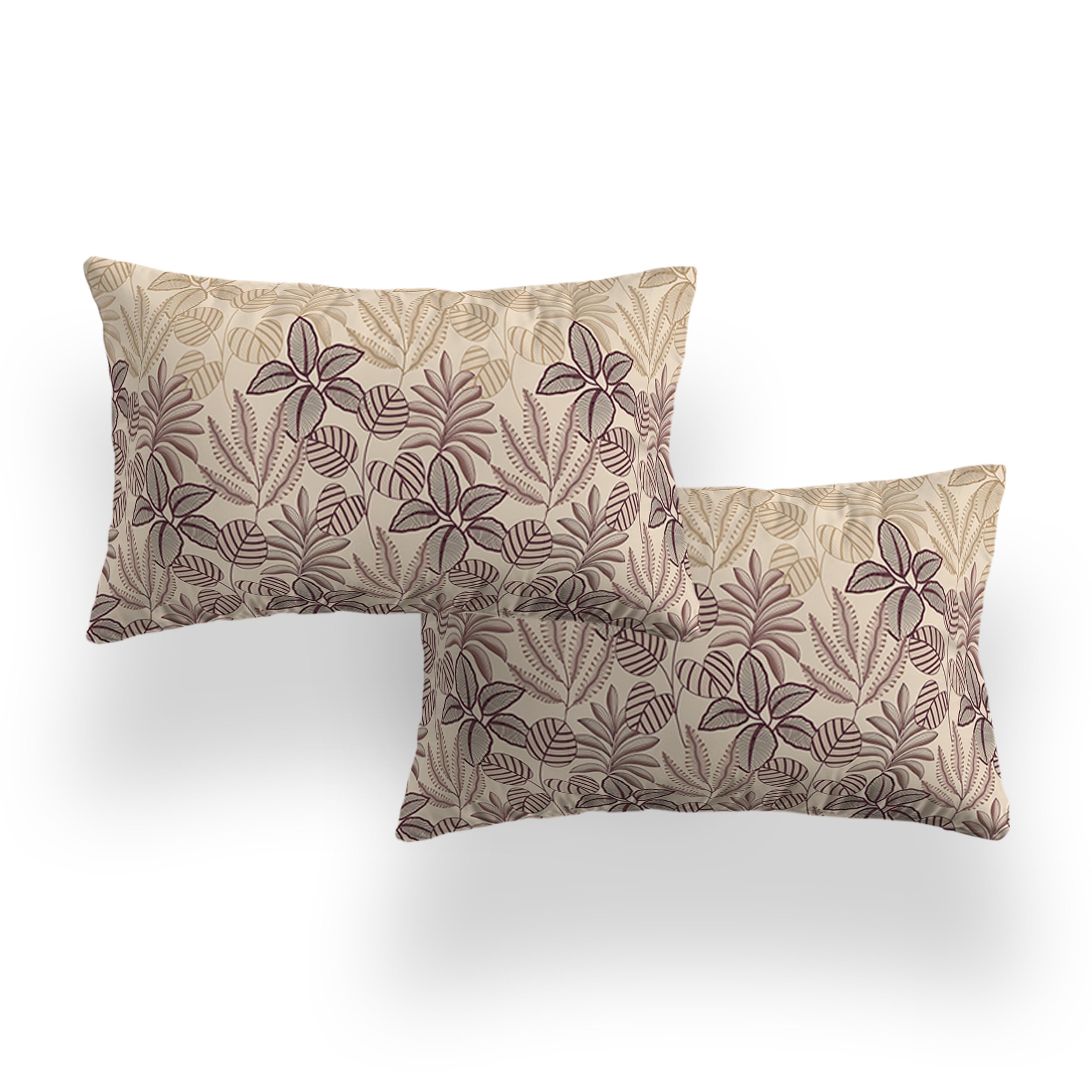 LOOMLYFE Cotton 300TC Premium Floral Pillow Covers | Set Of 2 | Size 17" X 27" - Maroon coconut