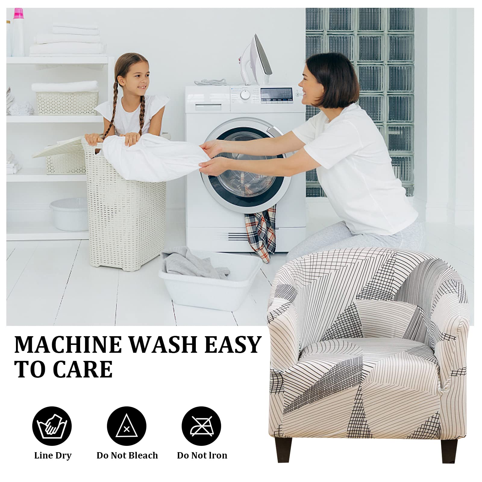 Lydevo Copripoltrona 1 Posto Elasticizzato,Copripoltrona con Cuscino Separato,Fodere per Poltrona da Cocktail Universale Lavabile Rimovibile,Coperture Protettive per Poltrona Club,Linea Bianca