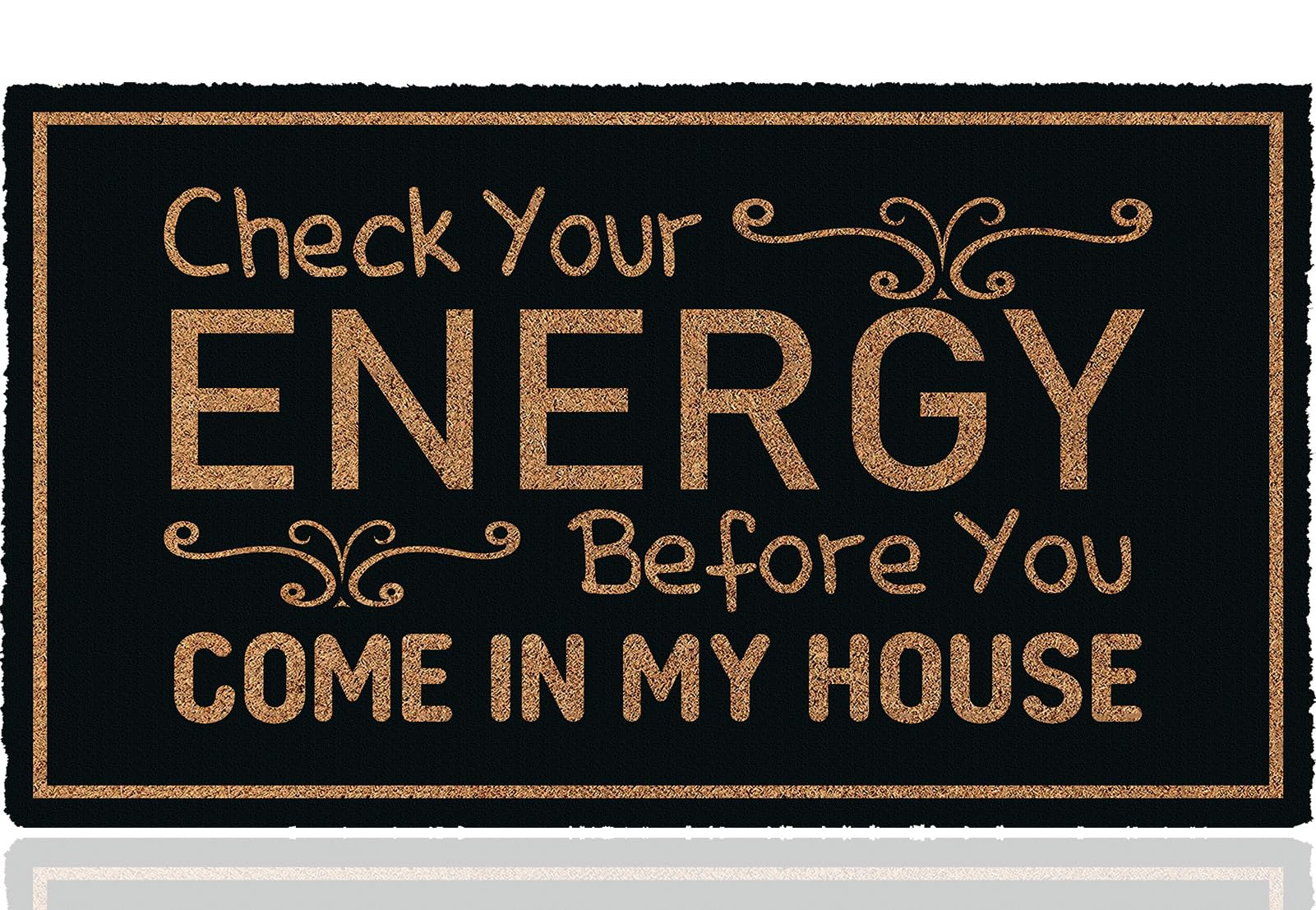 naniyihao Check Your Energy Before You Come in My House 30"x17" Welcome Large Front Door Mat Outdoor Entrance Merry Christmas Doormats Outdoors