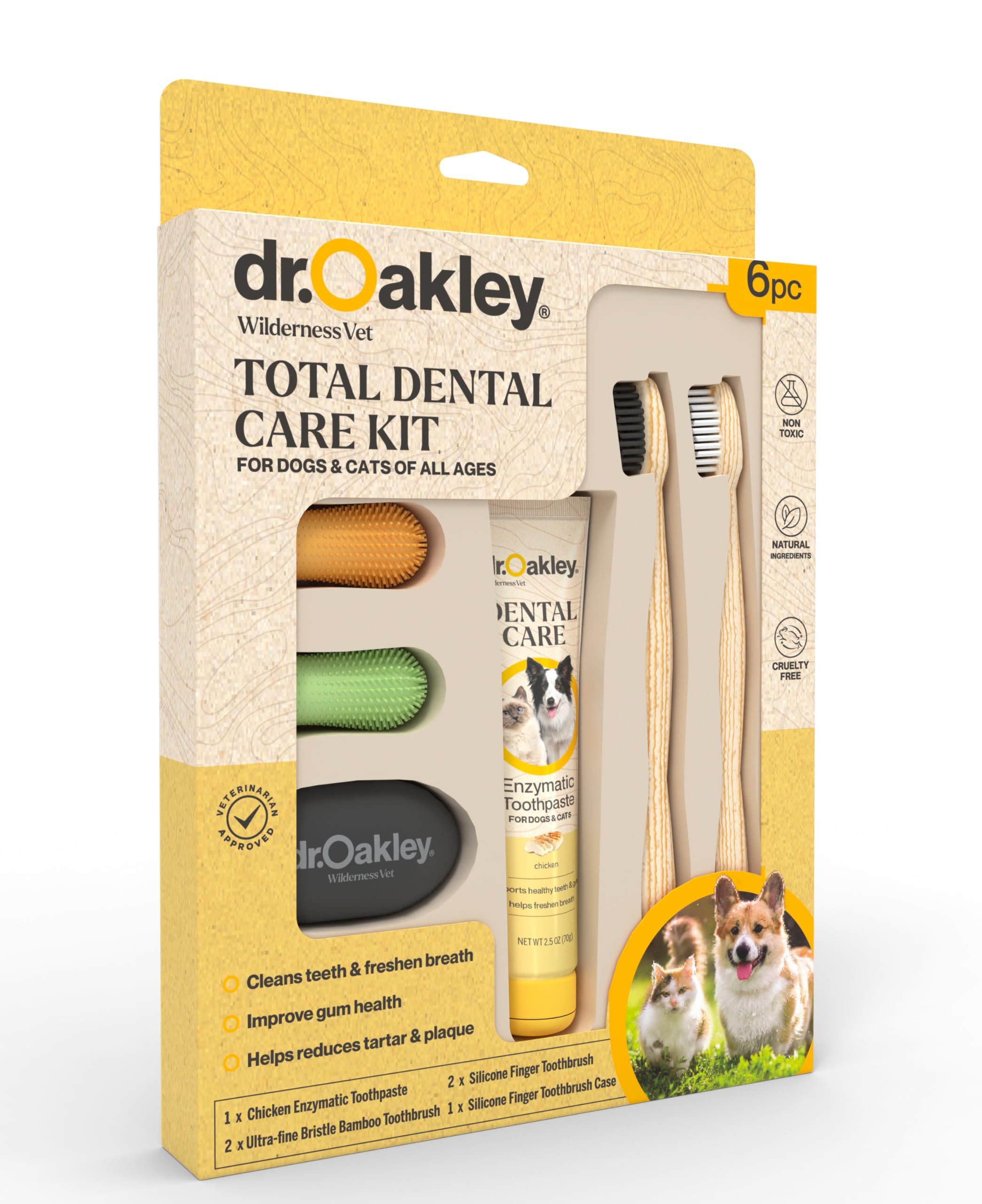 Total Dental Care Kit for Dogs Dogs of All Ages: Chicken Flavor - Toothpaste, Brushes, and Case, Natural