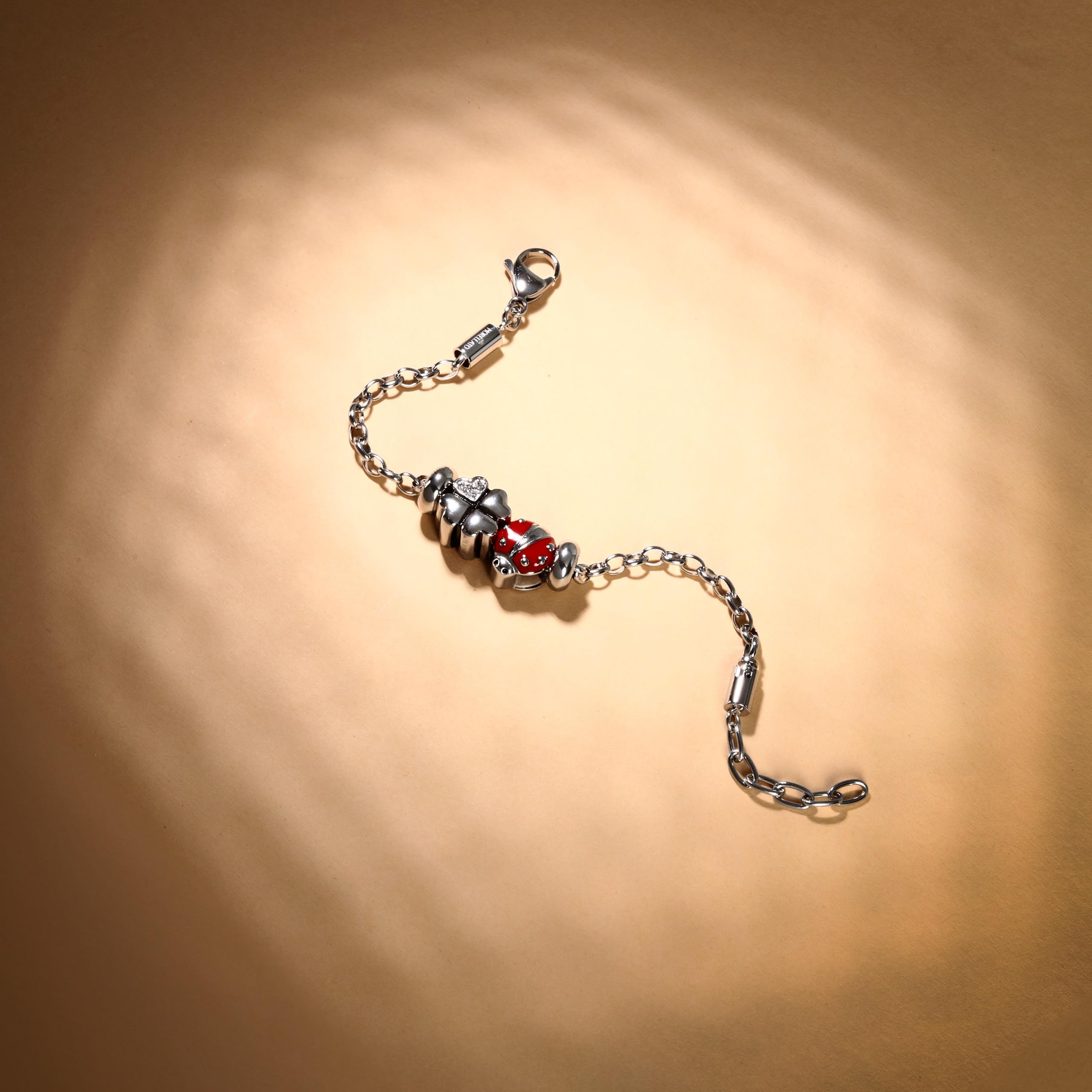 Morellato SCZ676 Bracciale da Donna, Collezione Drops, Coccinella e Quadrifoglio Portafortuna, in Acciaio Inossidabile, Lunghezza 17+3 cm, Idea Regalo Amica