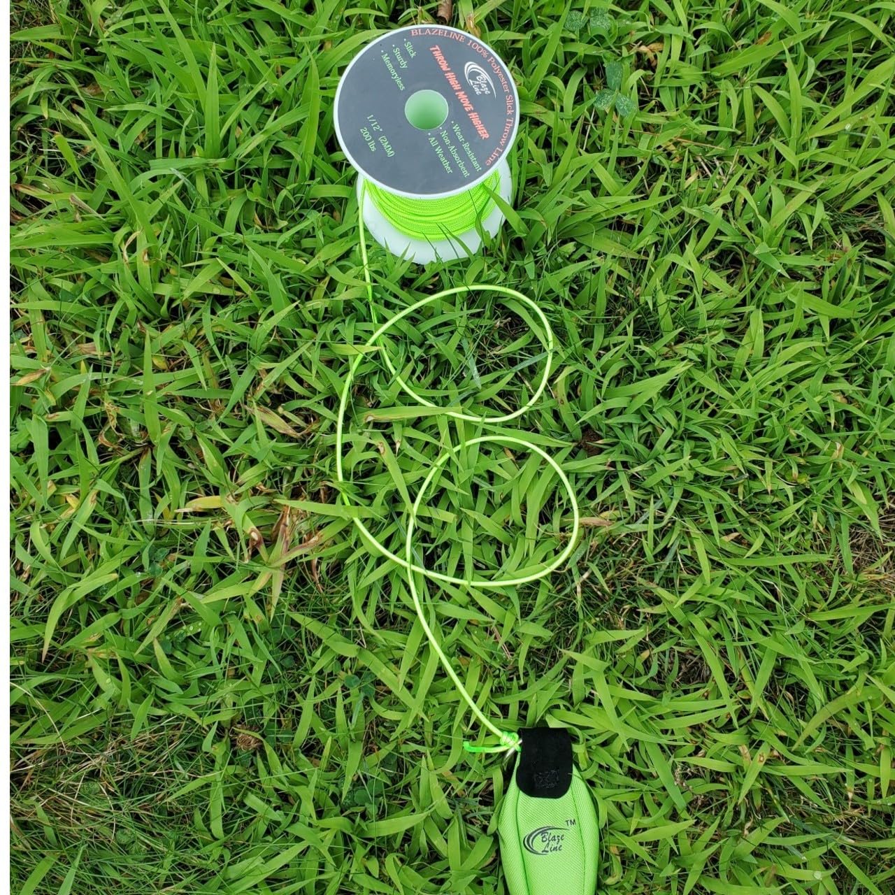 Blaze Line 100% Polyester Climbing Throw Line Rope 2 mm (1/12 in) 150 ft Stool Cord 200 lbs Tensile Strength (Neon Green)