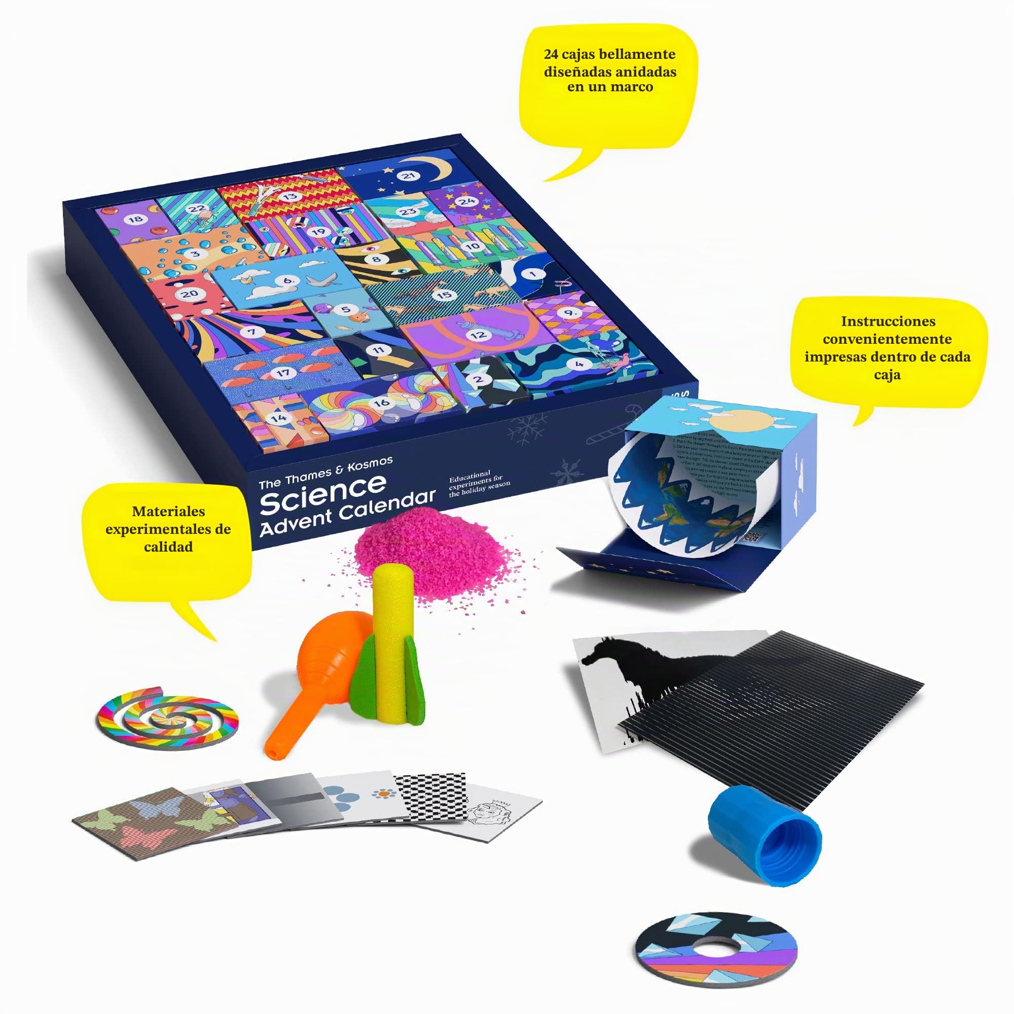 Thames & Kosmos - STEM: Calendario de Adviento - Experimentos clásicos: Química, Biología y Física - Kits de ciencia para adultos y niños, a partir de 8 años - 661007