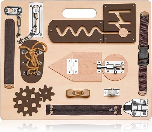 Montessori - Tabla de actividades para niños pequeños, juguetes sensoriales de madera, actividades de aprendizaje preescolar para habilidades